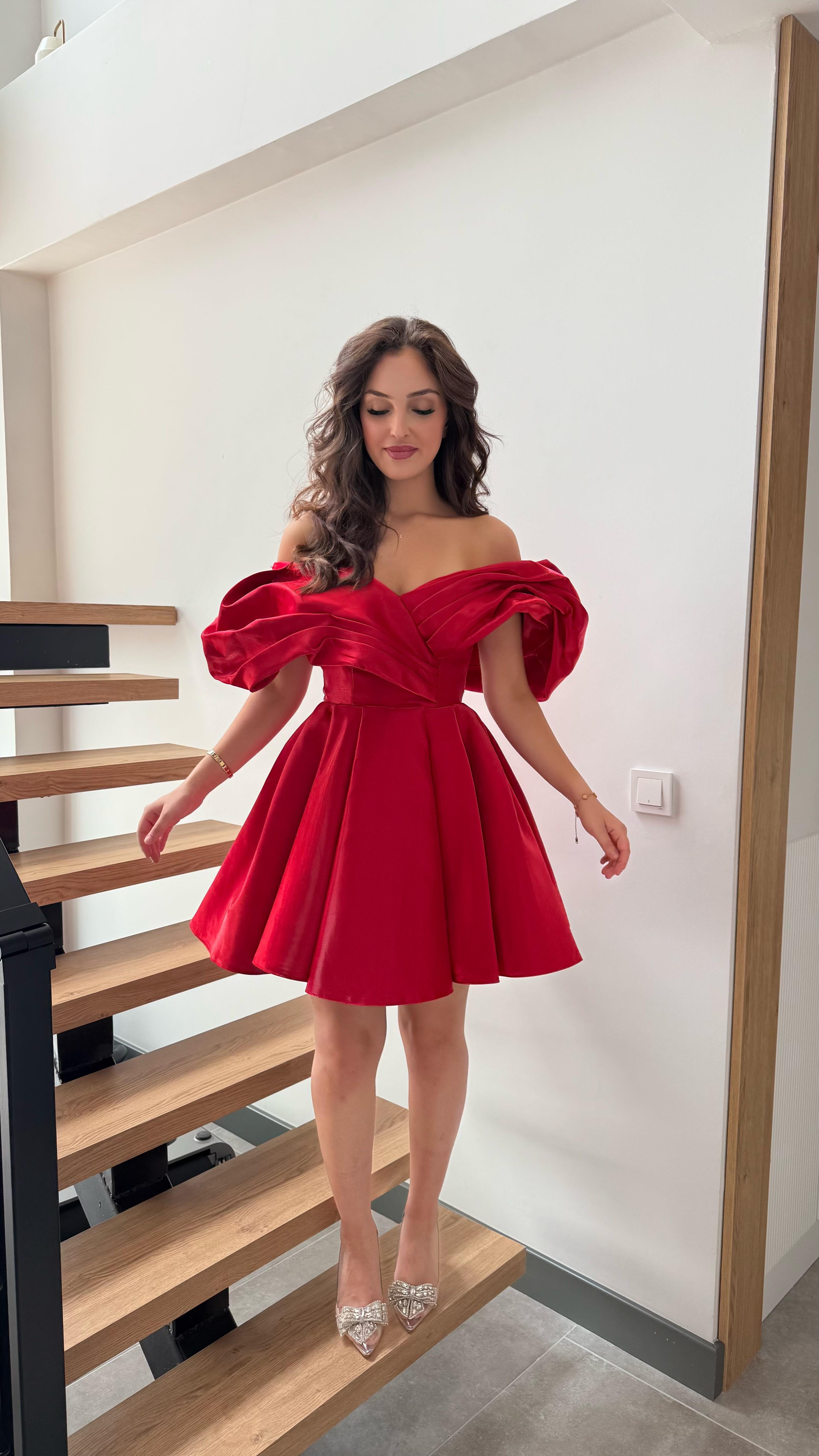 Vesna Madonna Mini Abiye Kırmızı