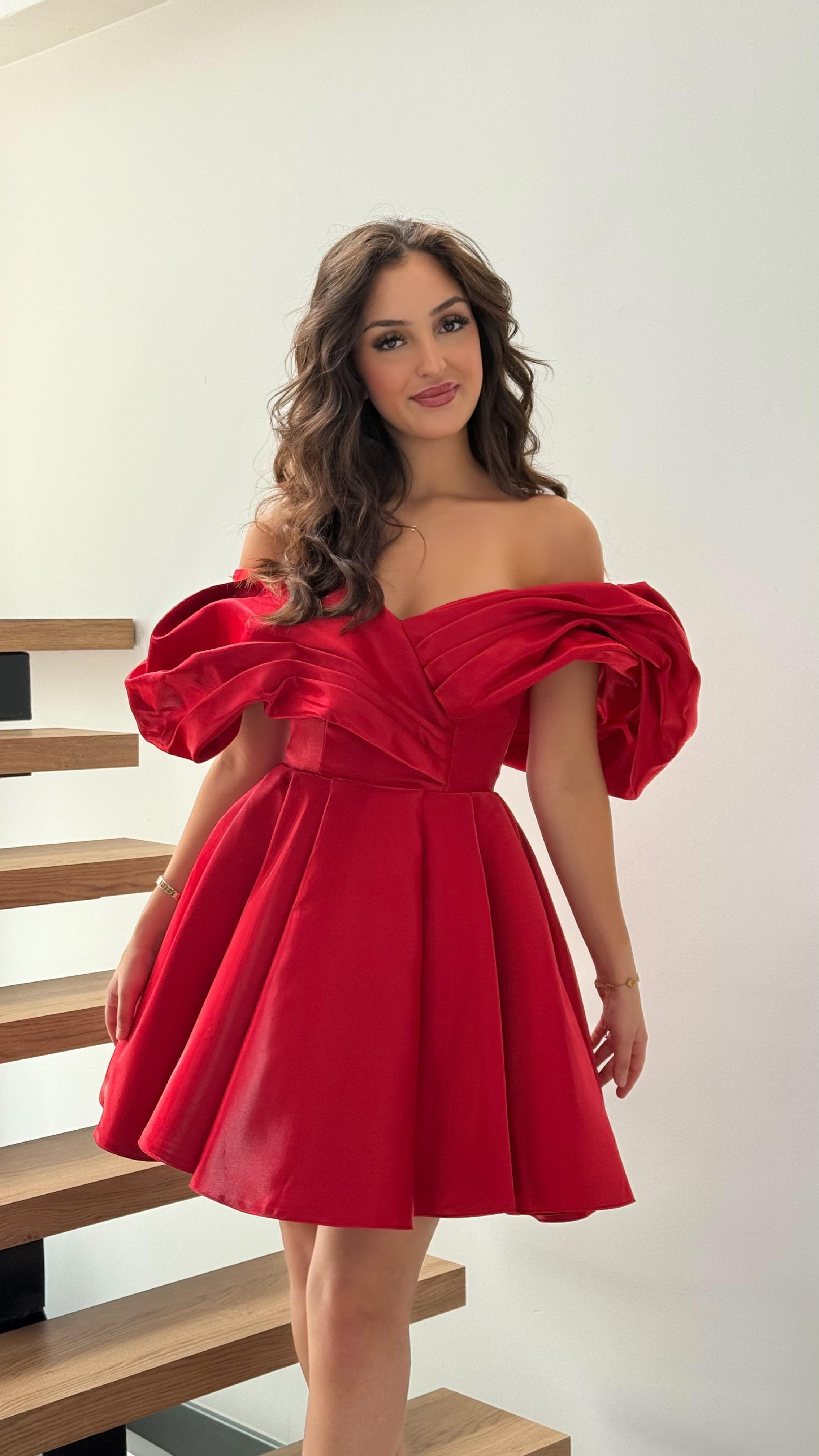 Vesna Madonna Mini Abiye Kırmızı