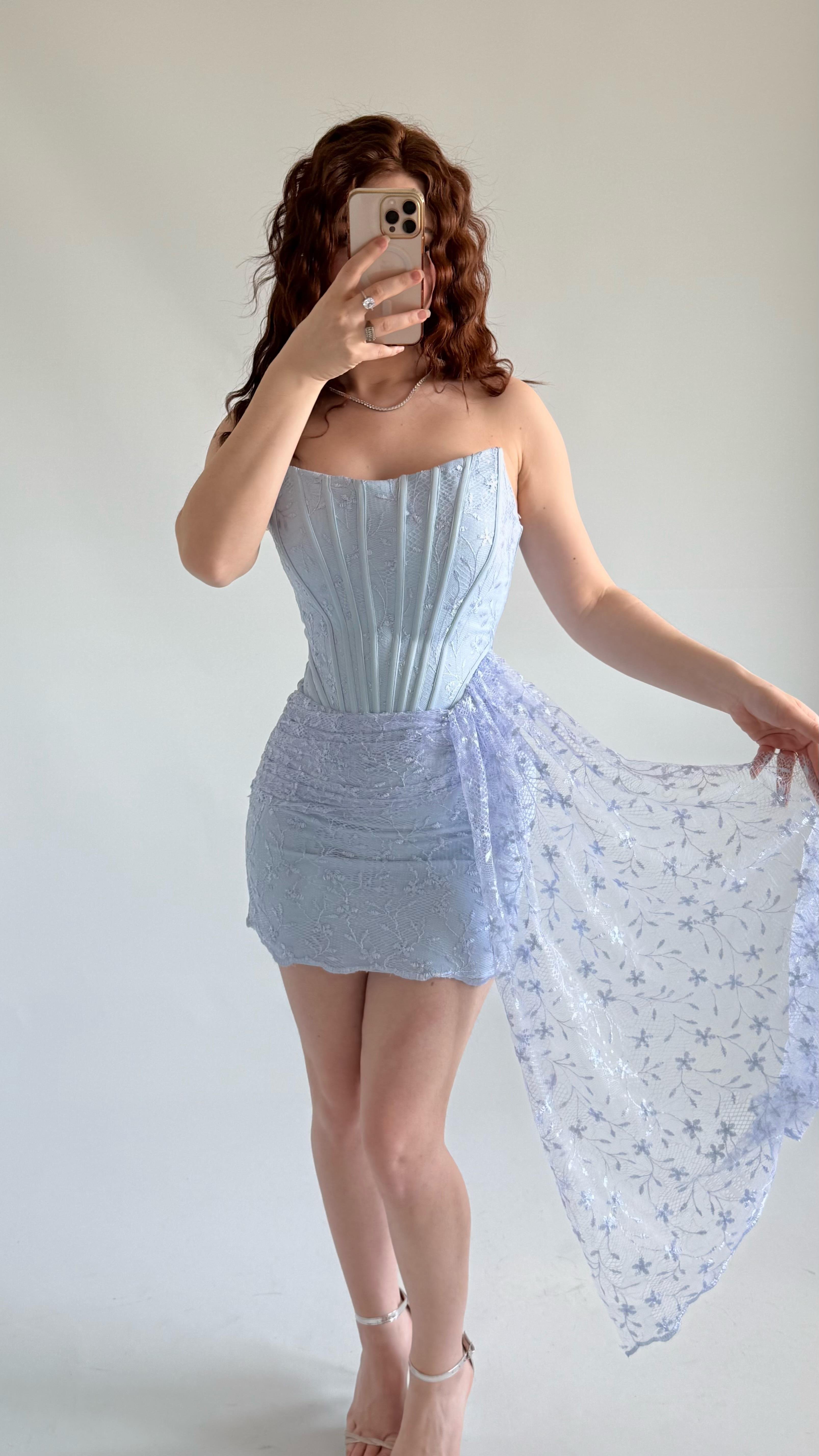 Victoria Dantel Mini Abiye Bebe Mavisi
