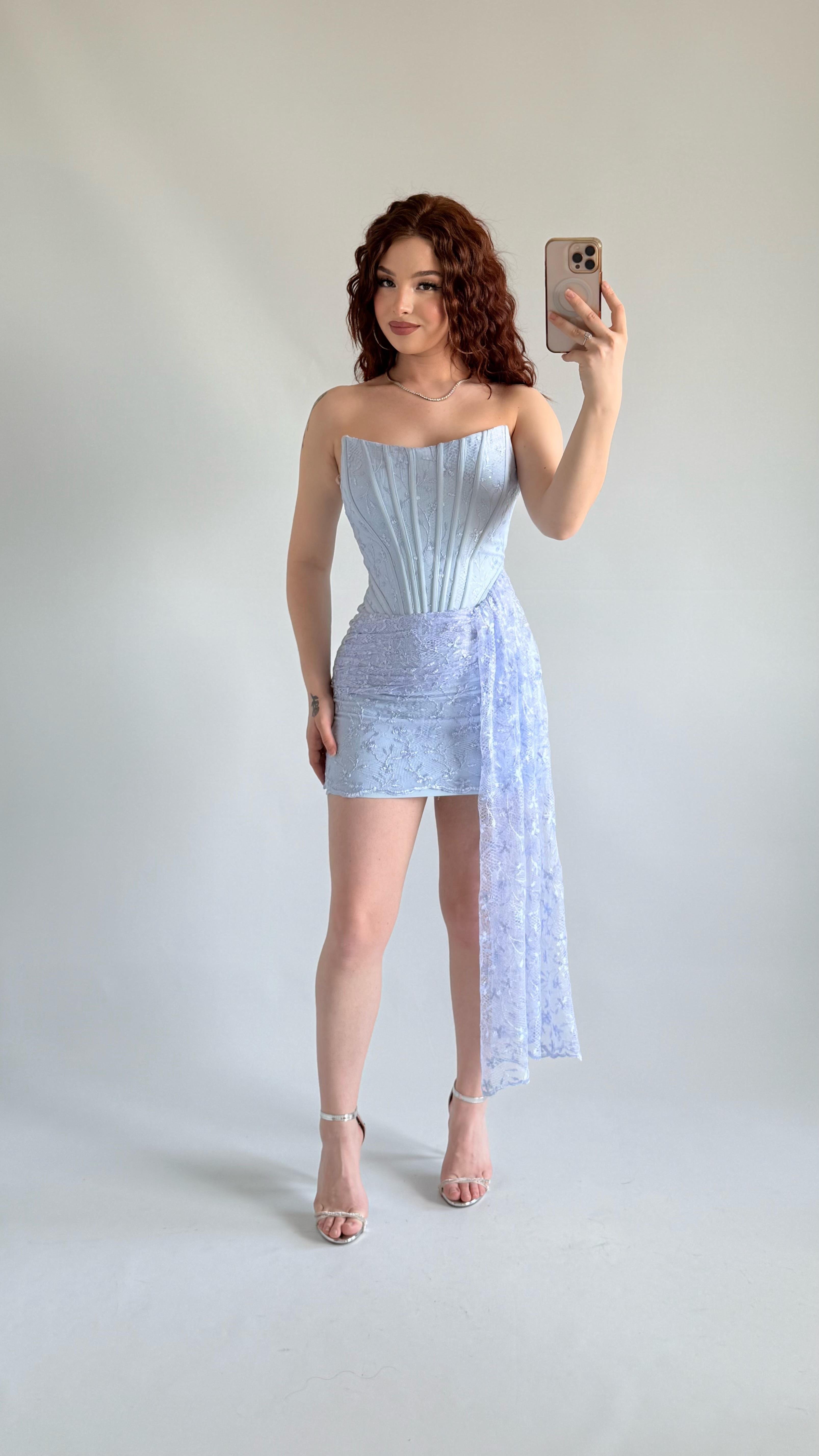 Victoria Dantel Mini Abiye Bebe Mavisi