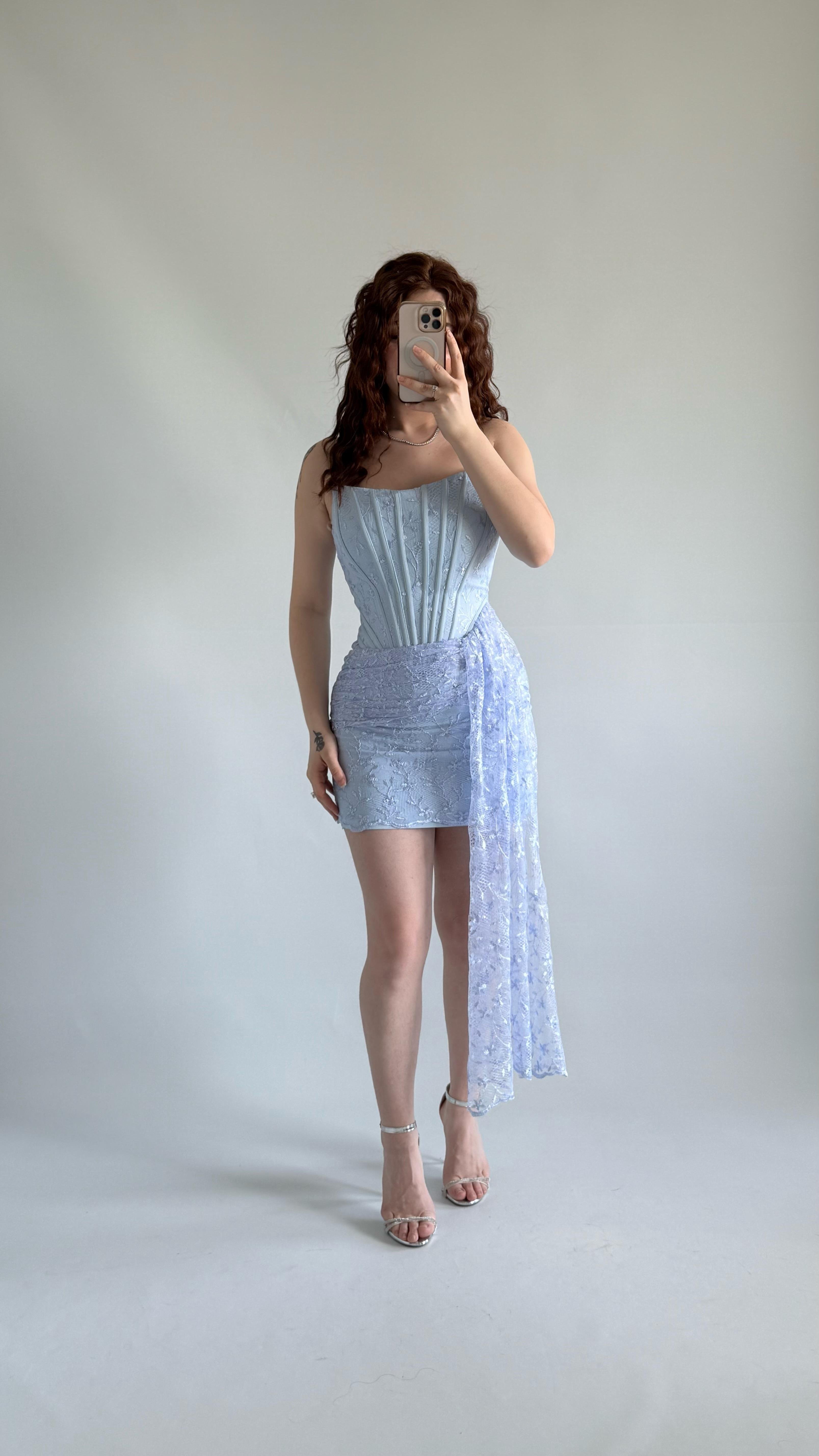 Victoria Dantel Mini Abiye Bebe Mavisi