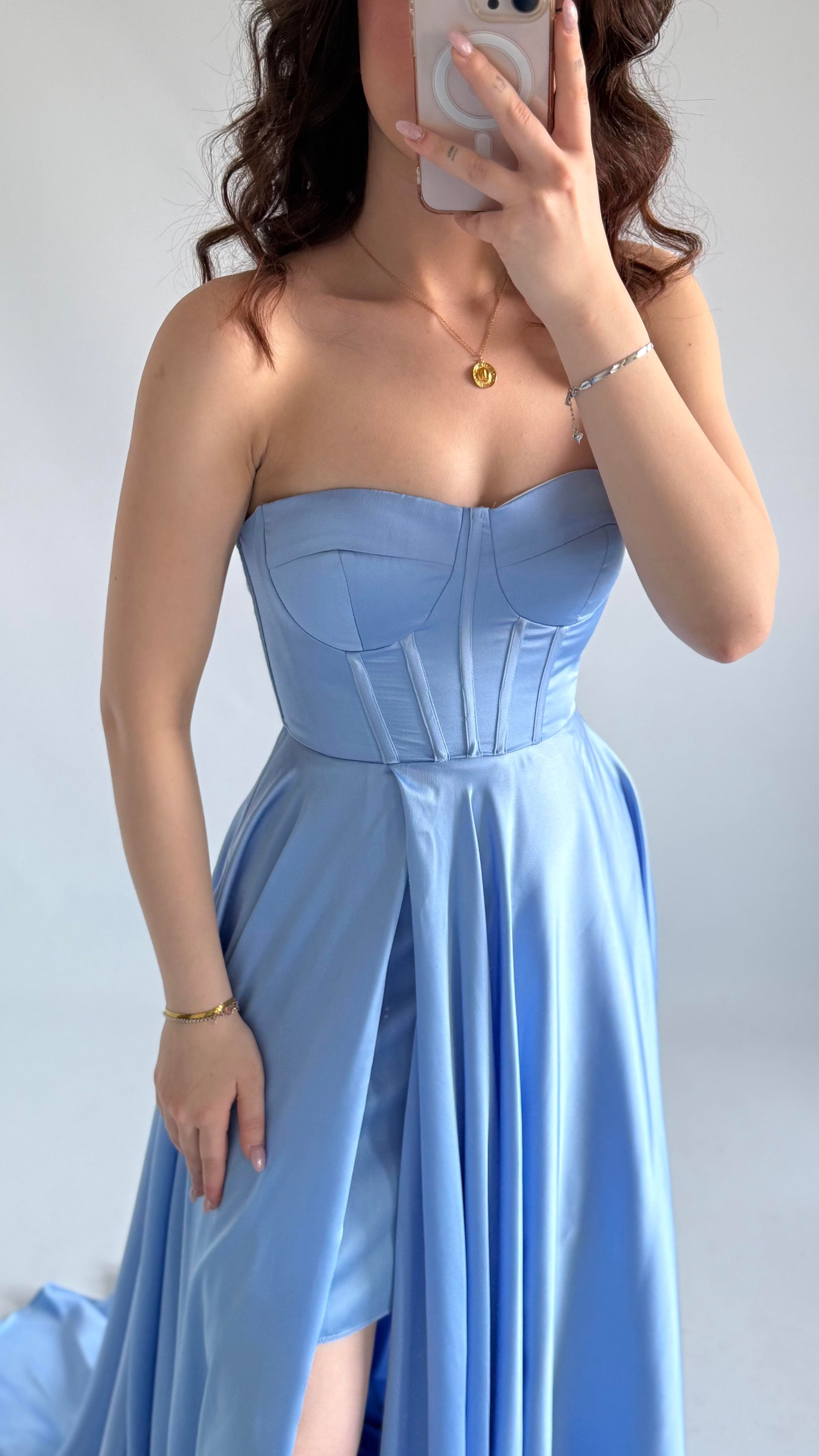 Violetta Saten Abiye Bebe Mavisi
