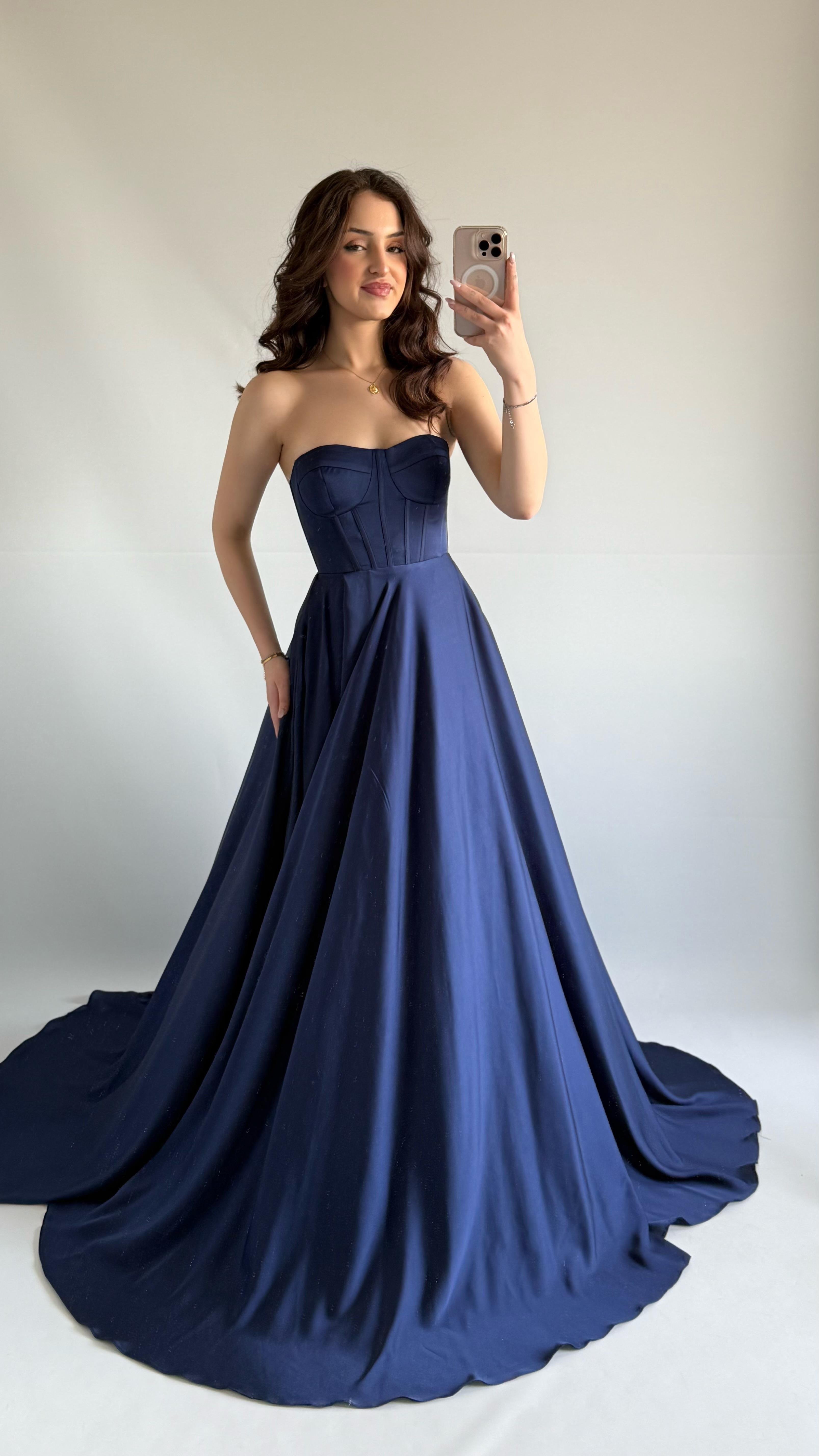 Violetta Saten Abiye Lacivert