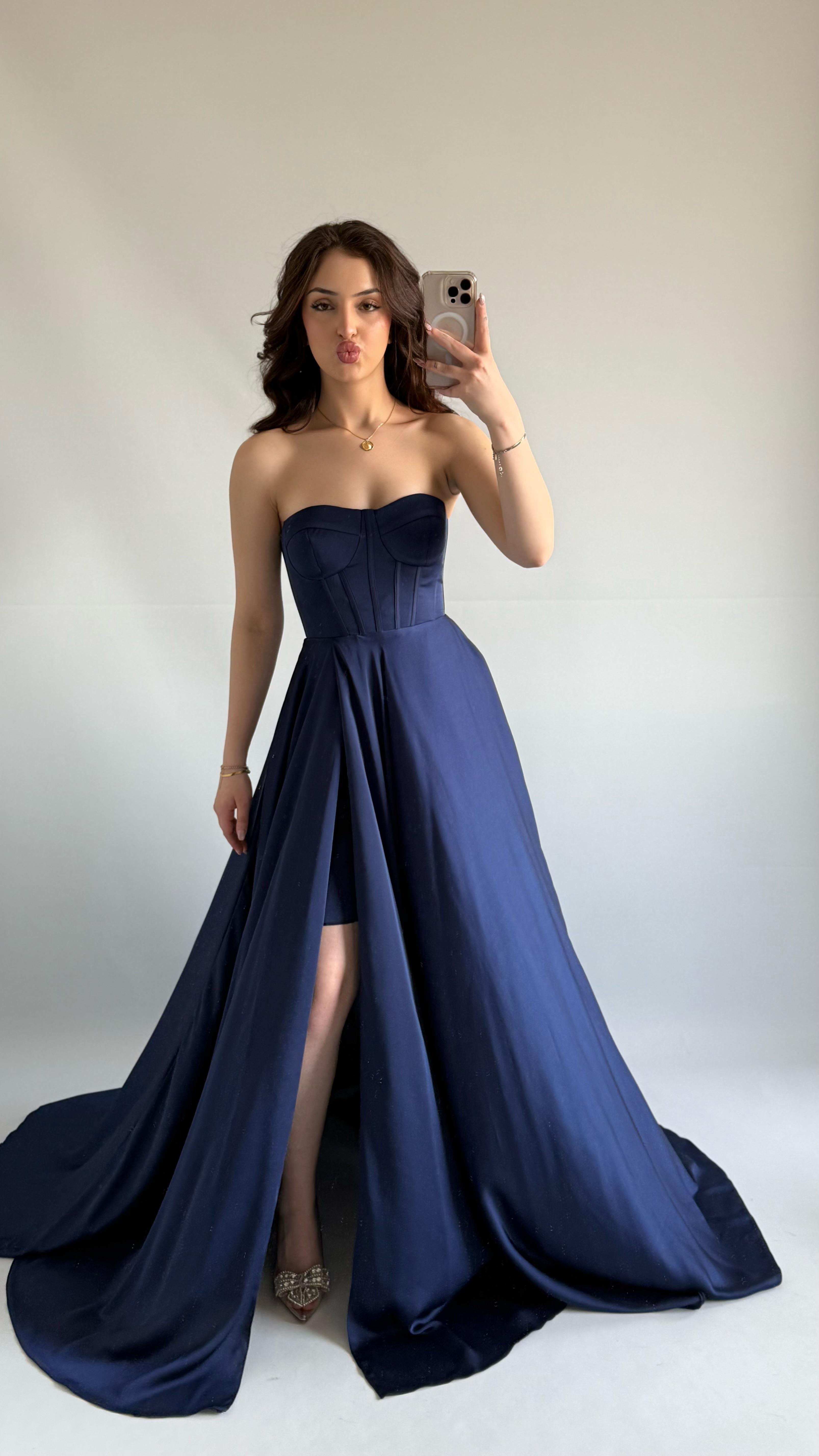 Violetta Saten Abiye Lacivert