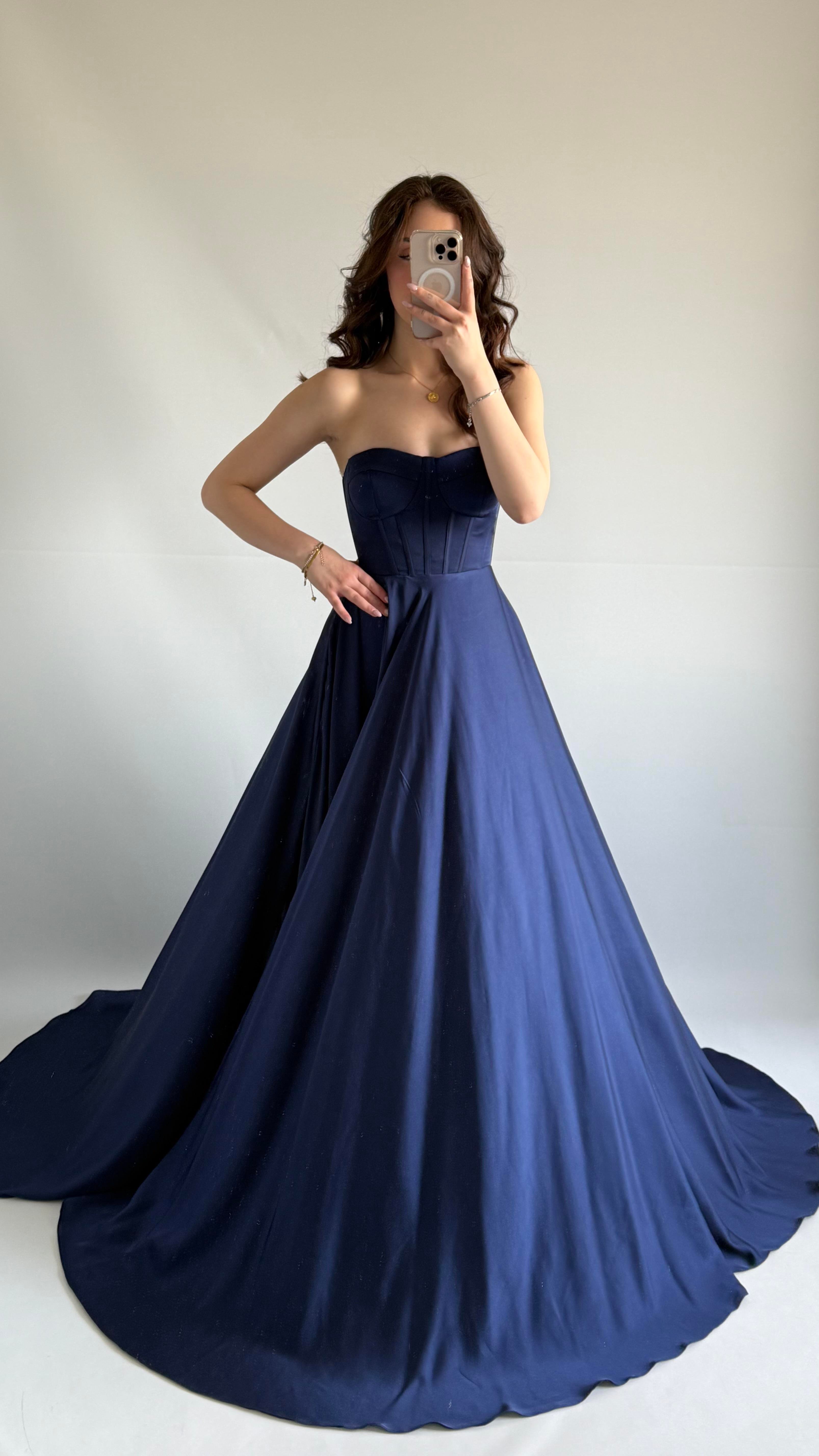 Violetta Saten Abiye Lacivert