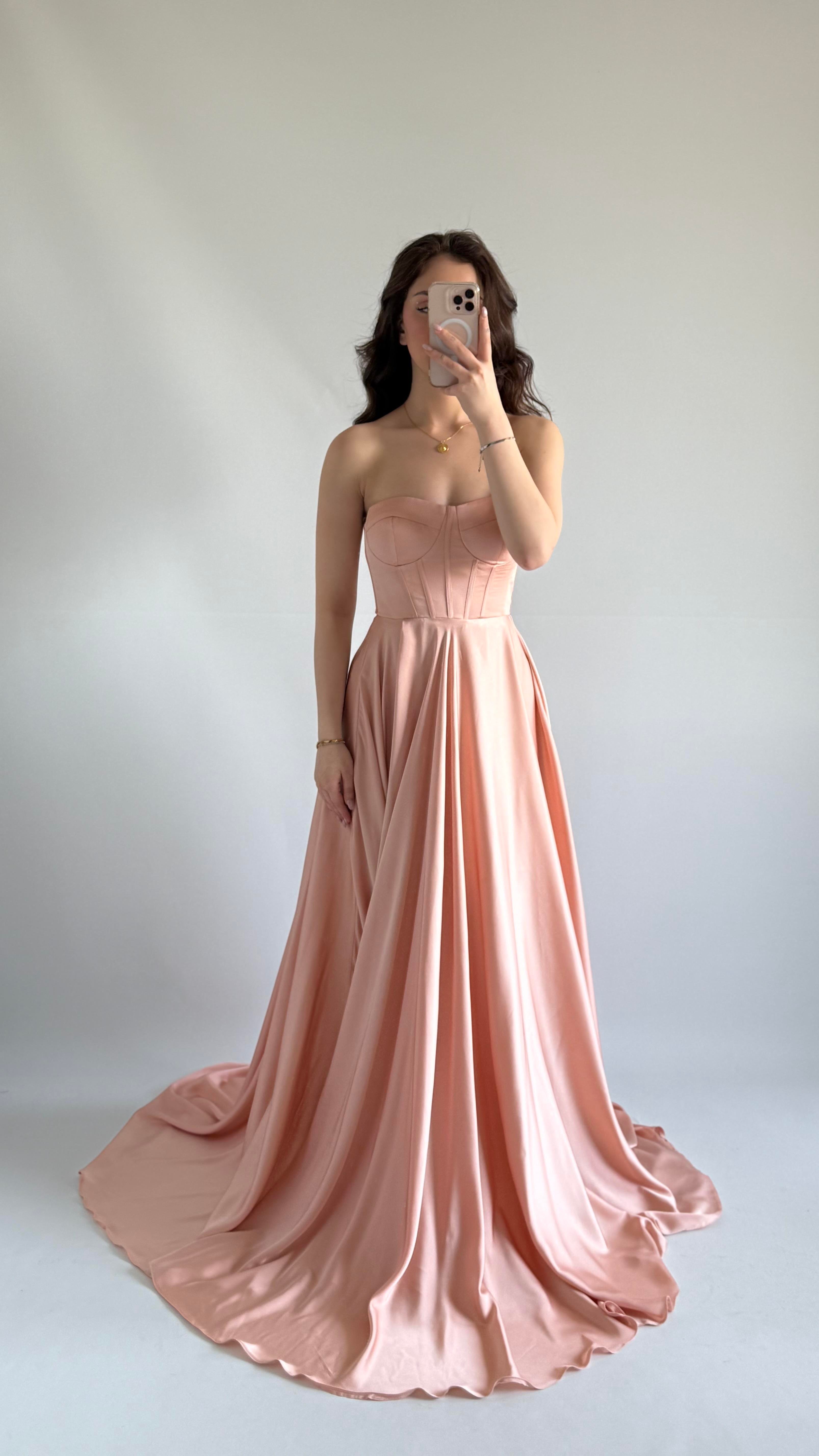 Violetta Saten Abiye Pembe