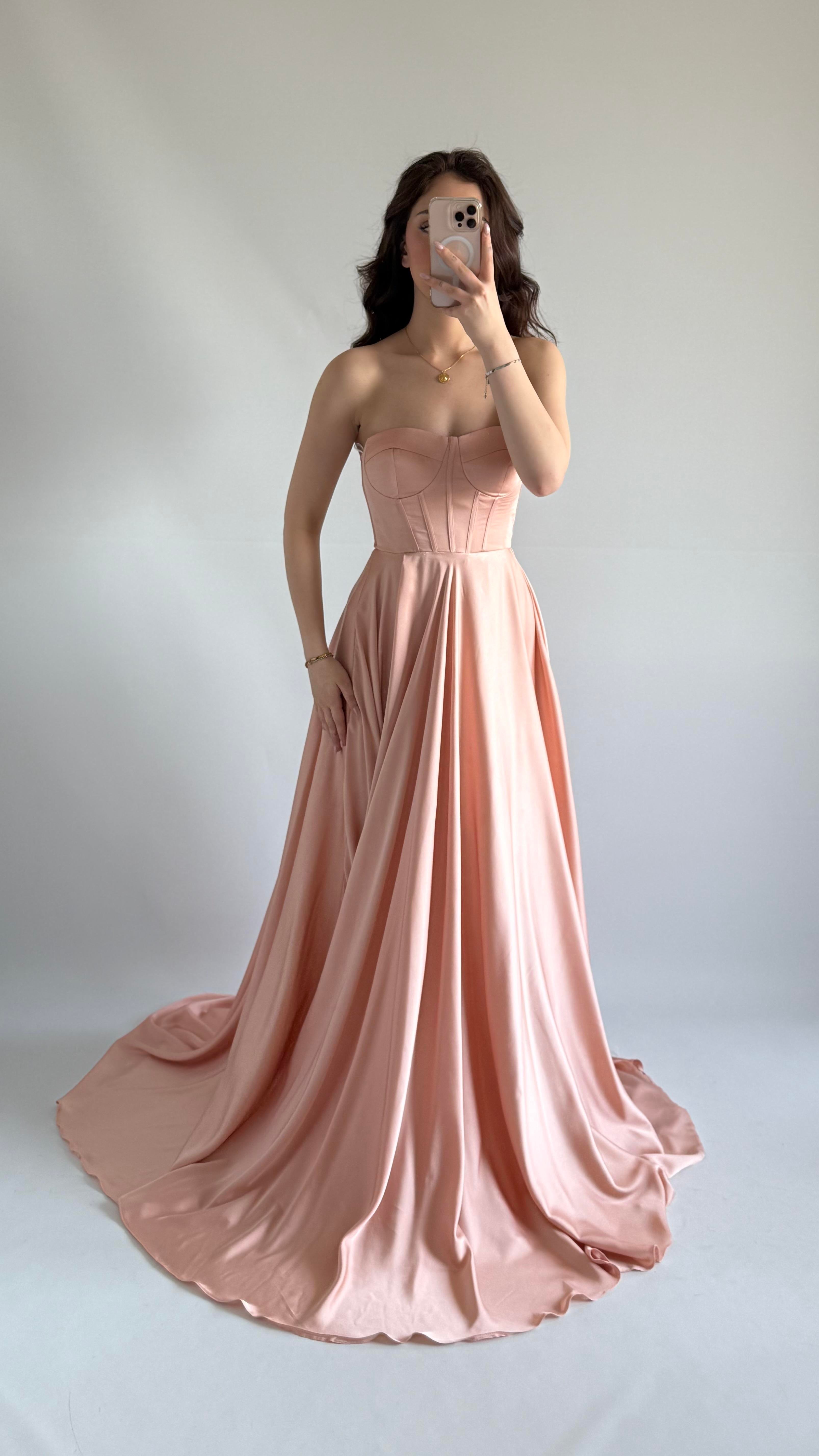 Violetta Saten Abiye Pembe