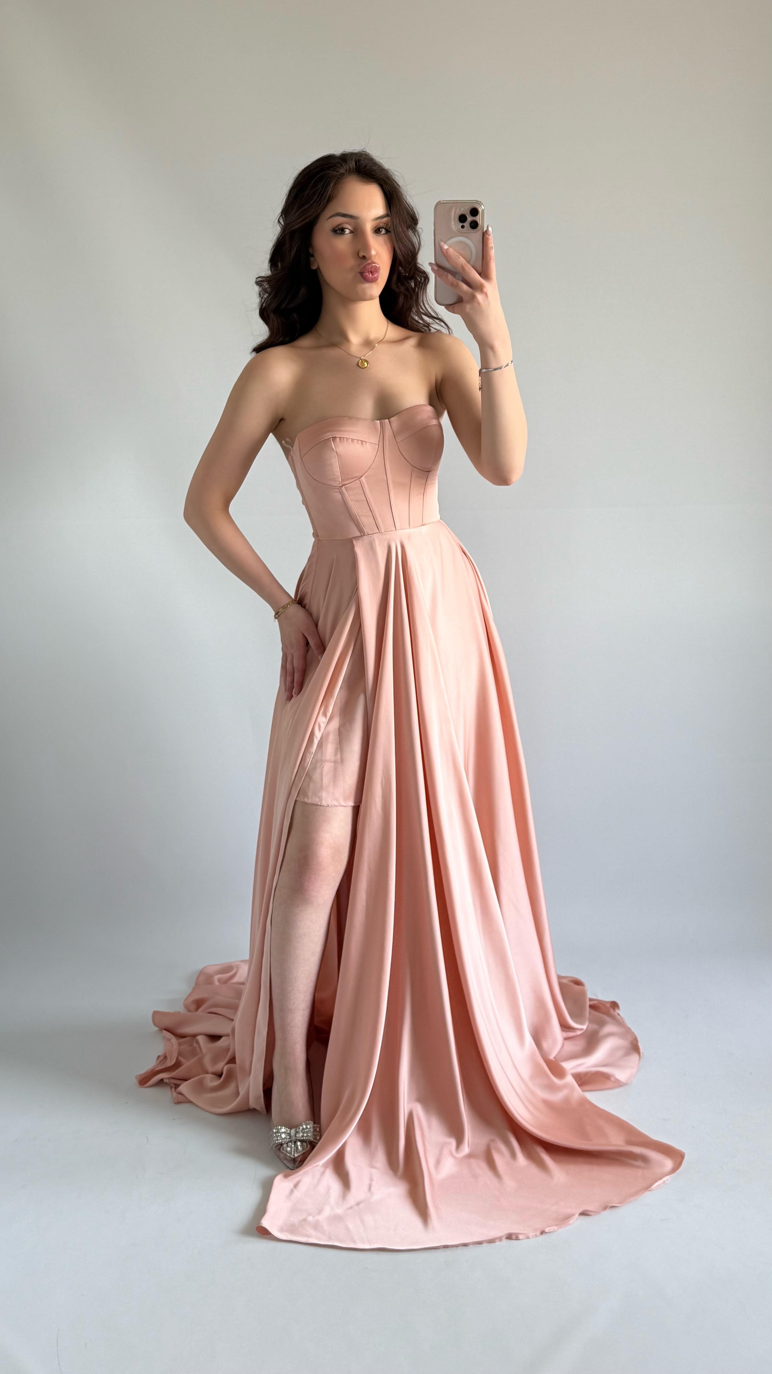 Violetta Saten Abiye Pembe