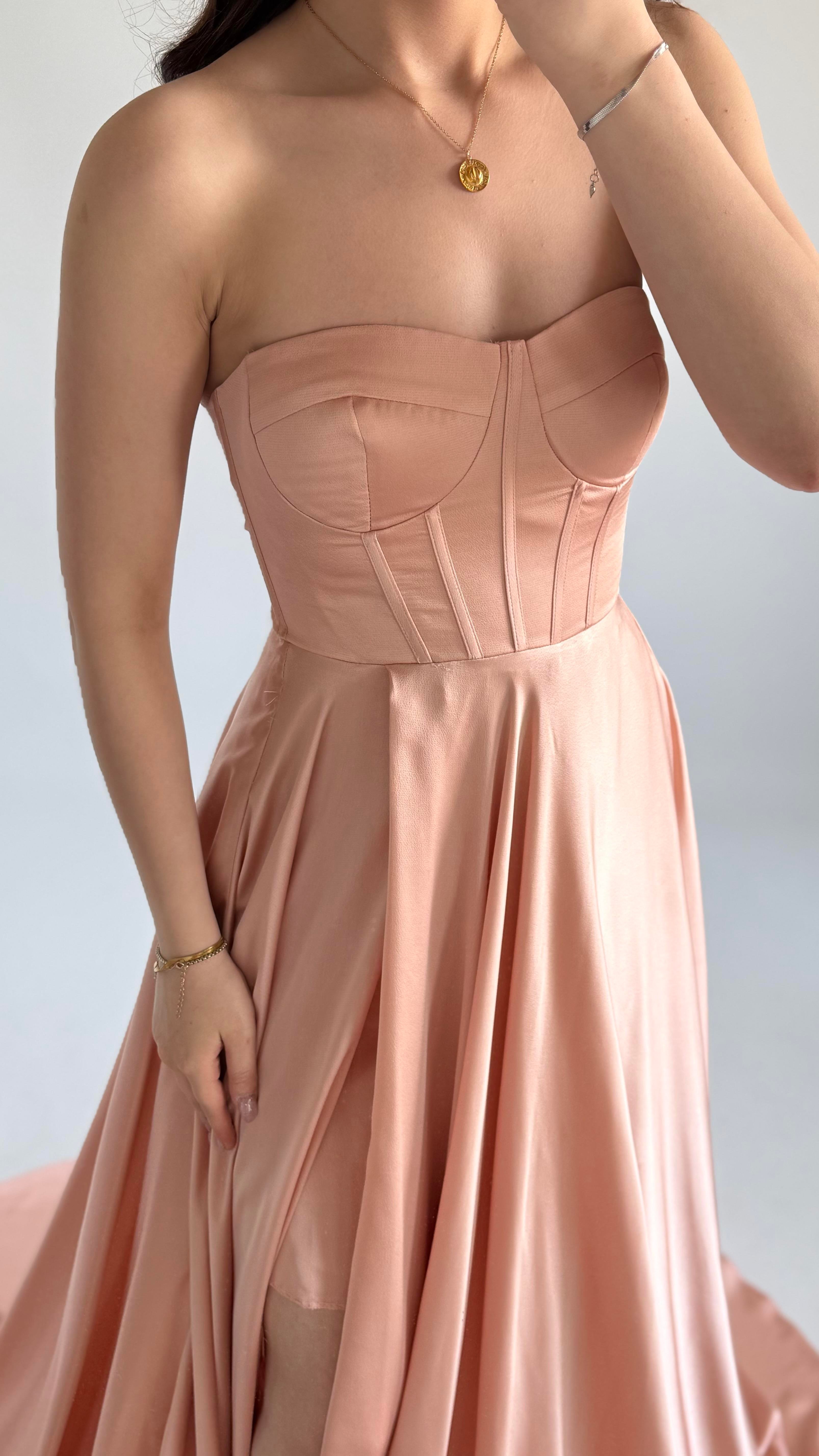 Violetta Saten Abiye Pembe