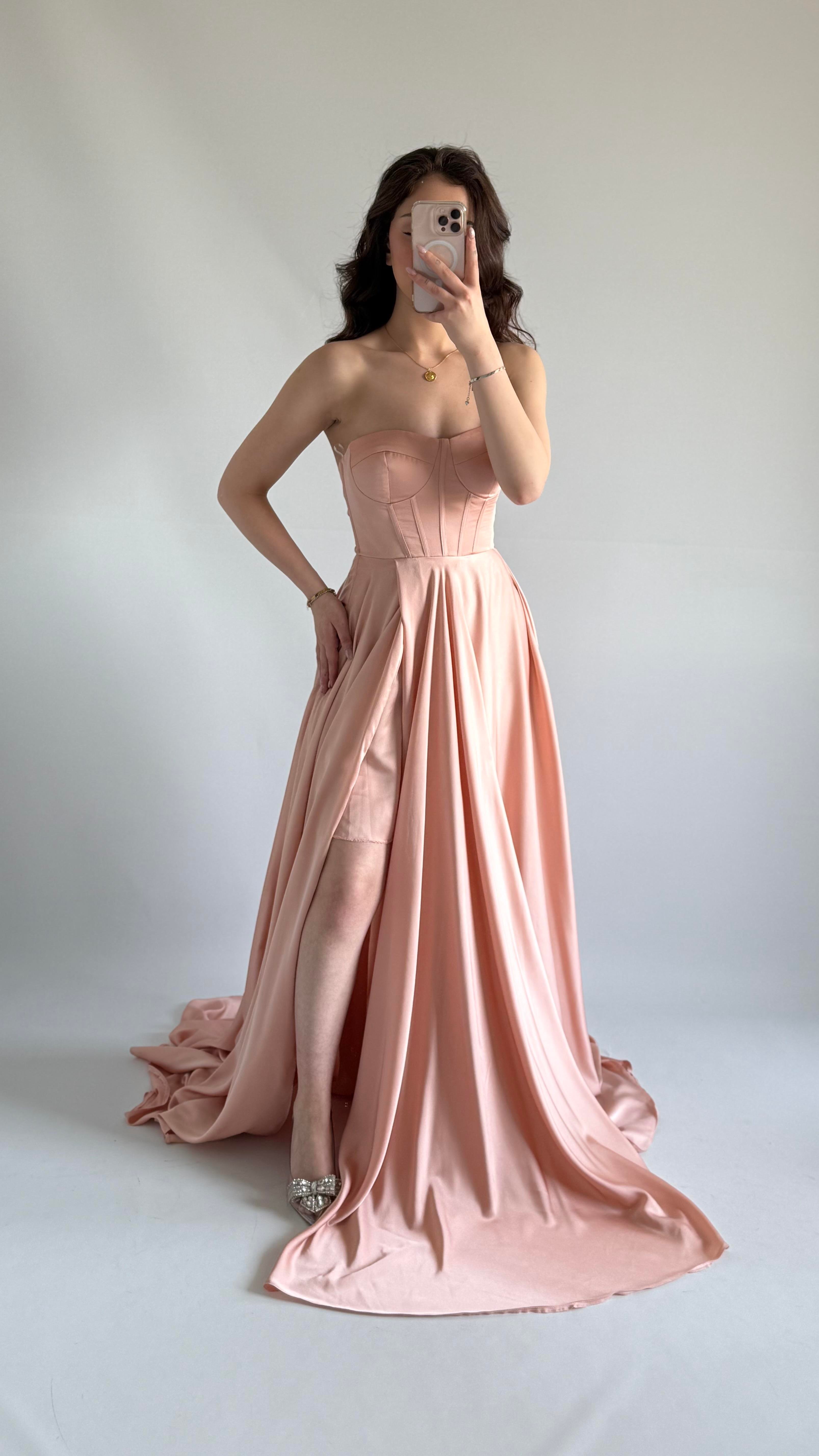 Violetta Saten Abiye Pembe