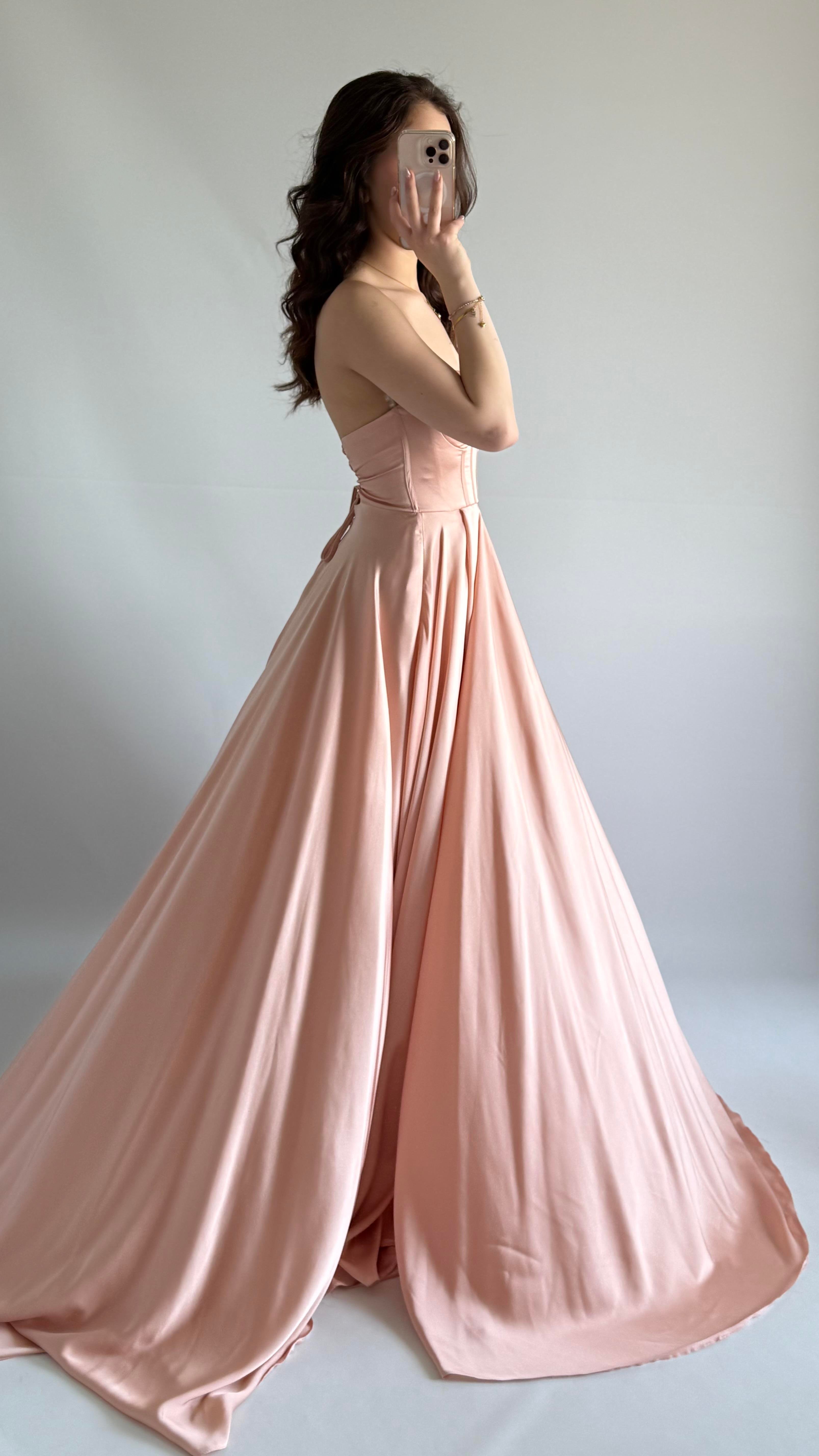 Violetta Saten Abiye Pembe