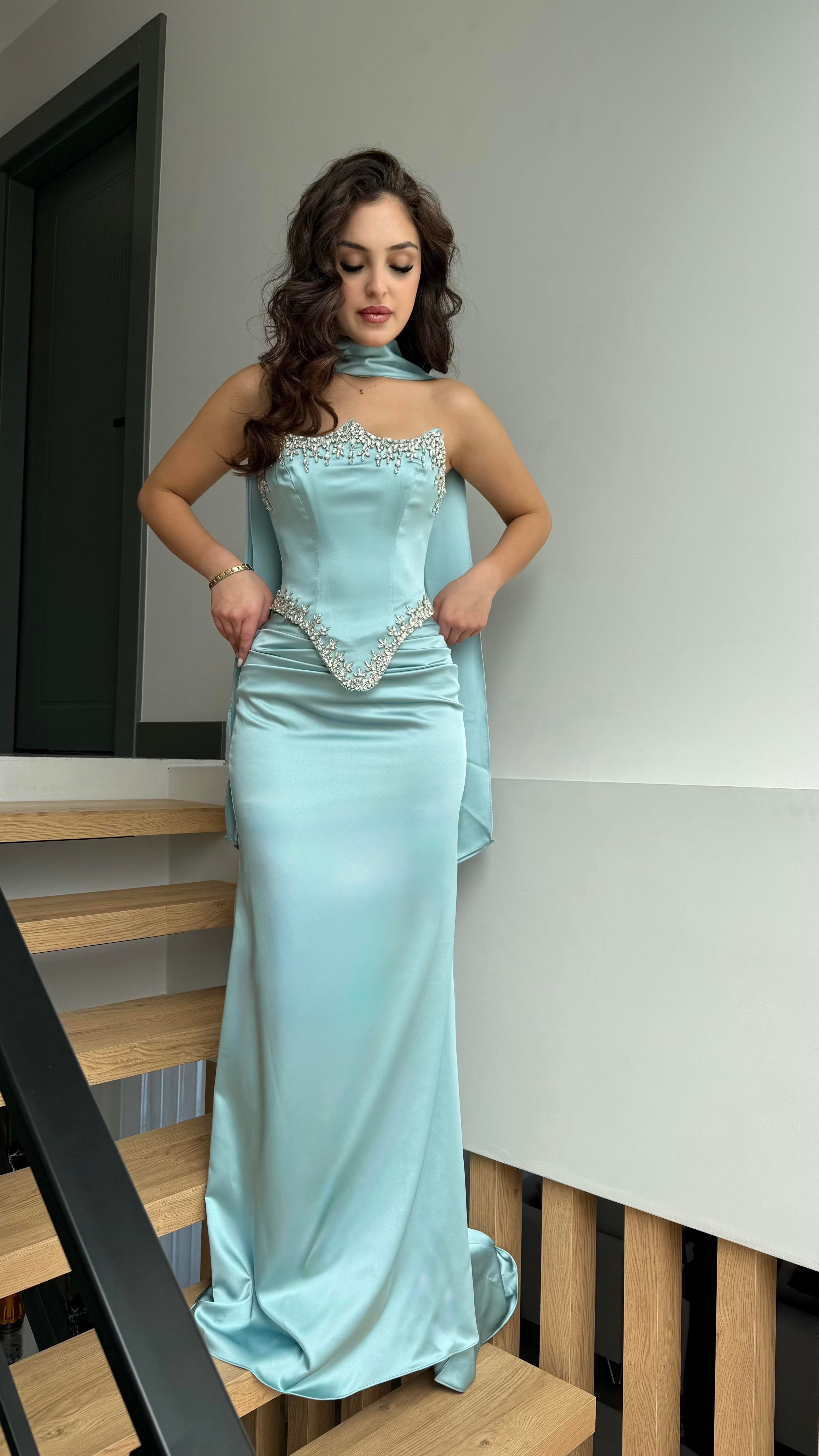 Voila Bebe Mavisi Kristal Abiye