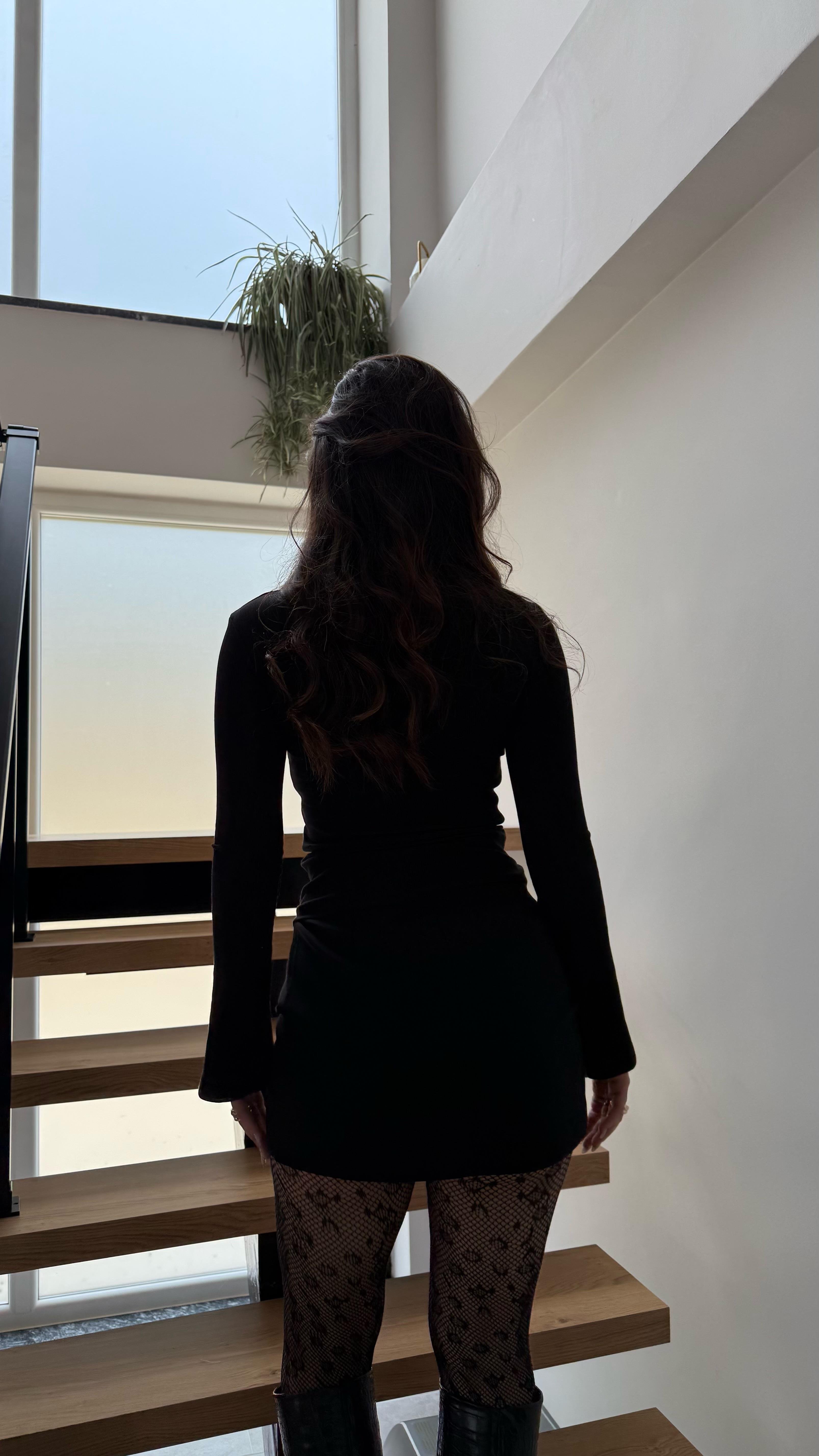 Y2K Fitilli İspanyol Kol Bluz Siyahi 