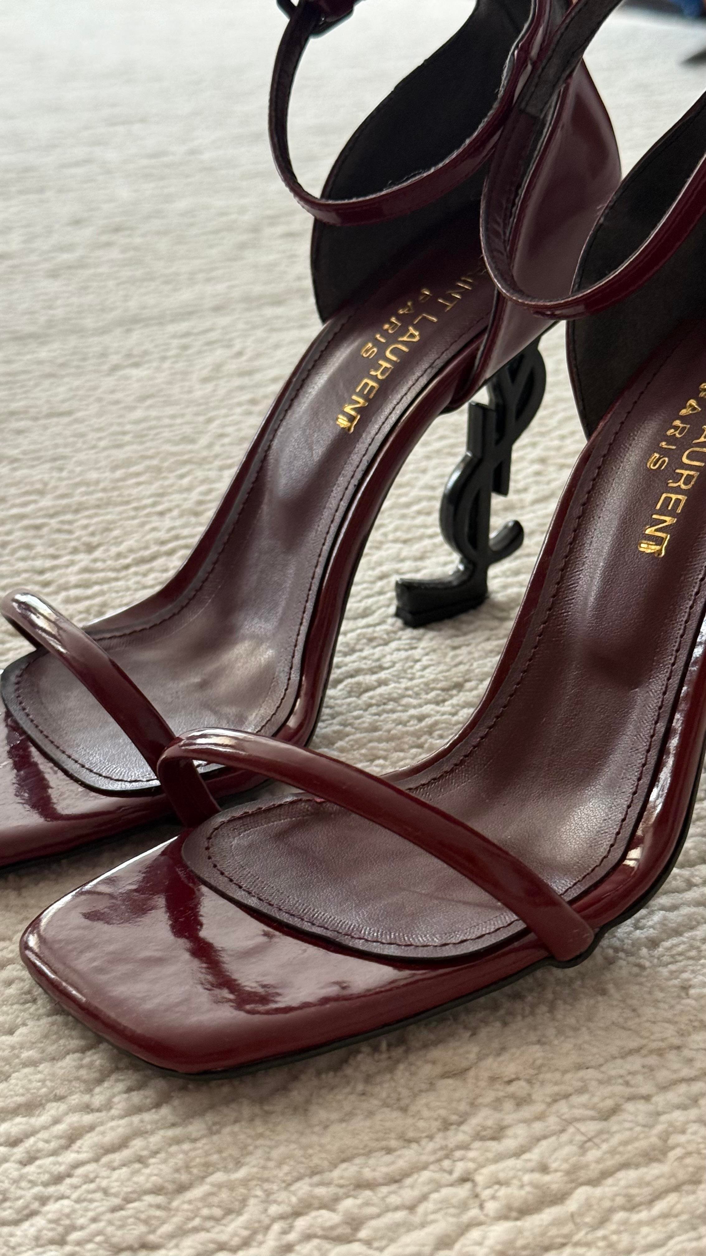 YSL Bordo Siyah Topuklu Ayakkabı 