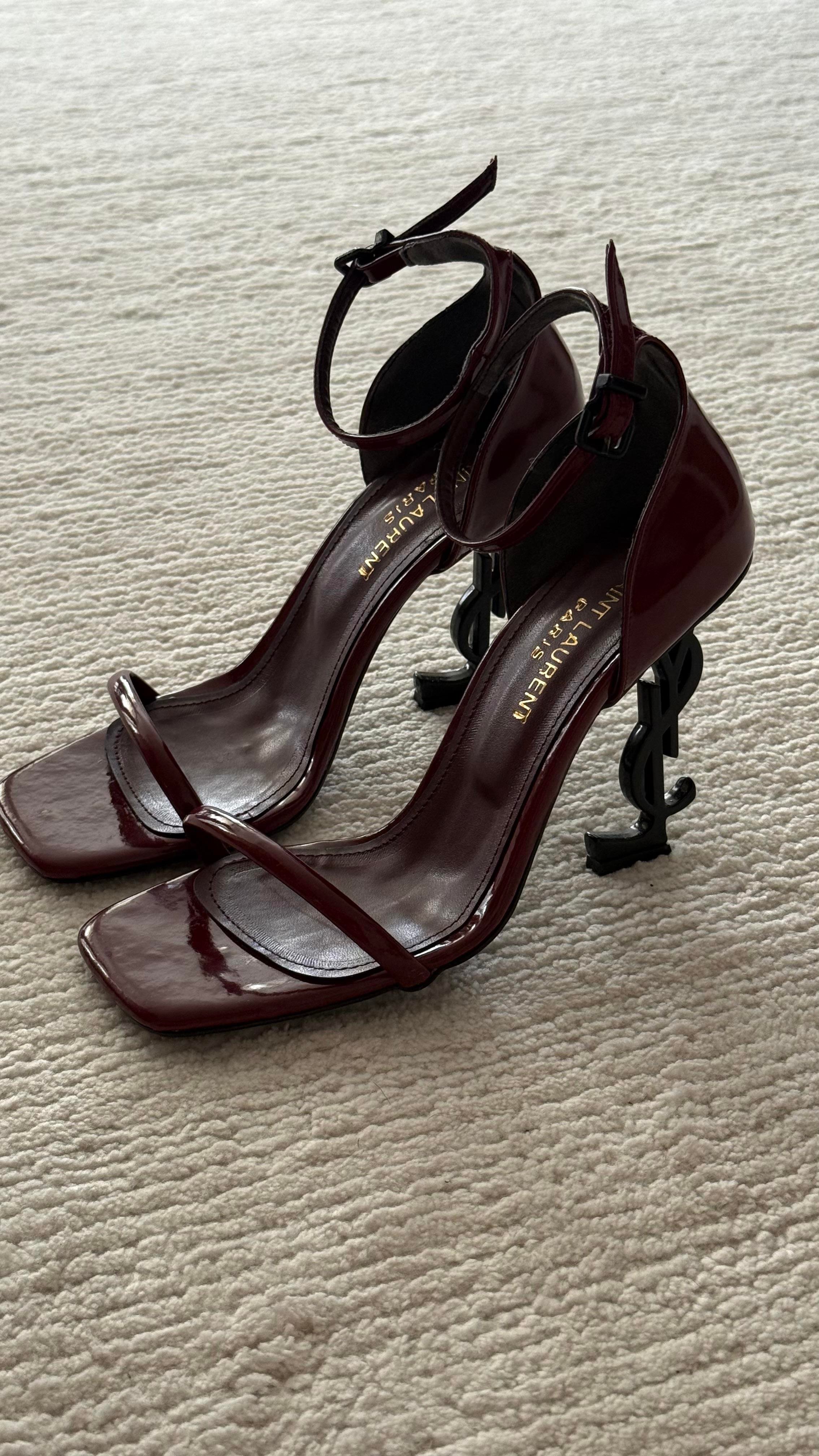 YSL Bordo Siyah Topuklu Ayakkabı 