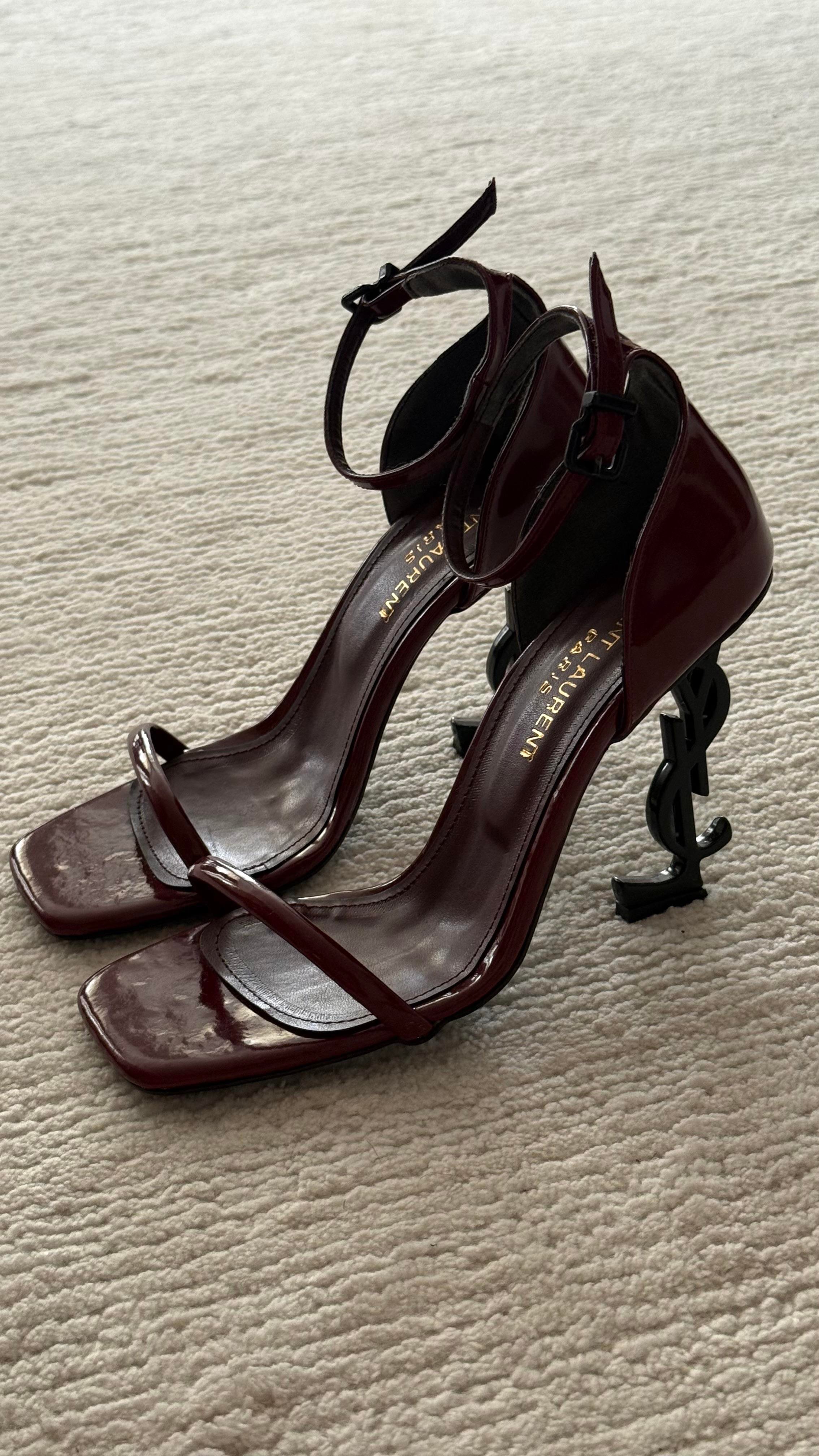 YSL Bordo Siyah Topuklu Ayakkabı 