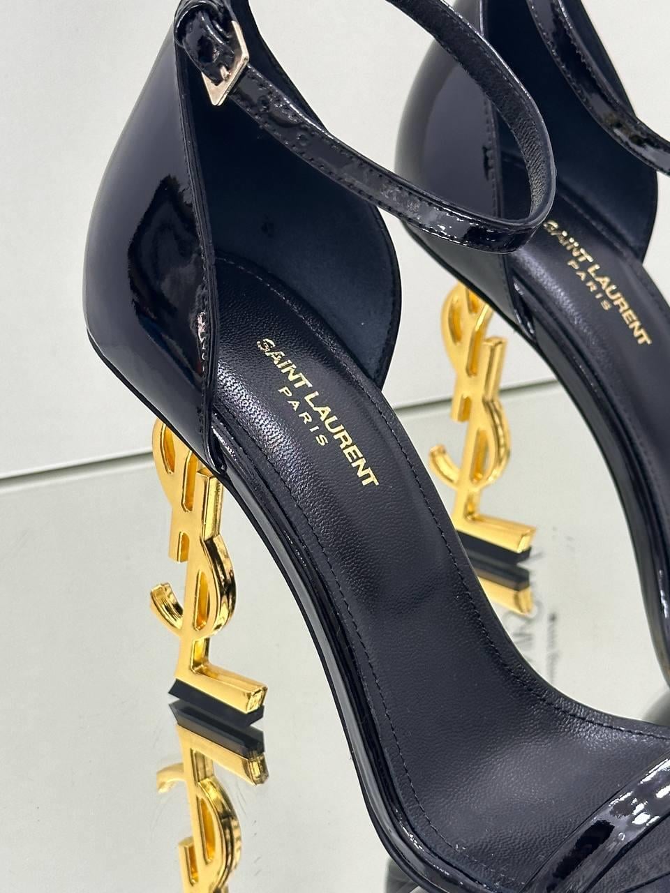 YSL Siyah Gold Topuklu Ayakkabı 