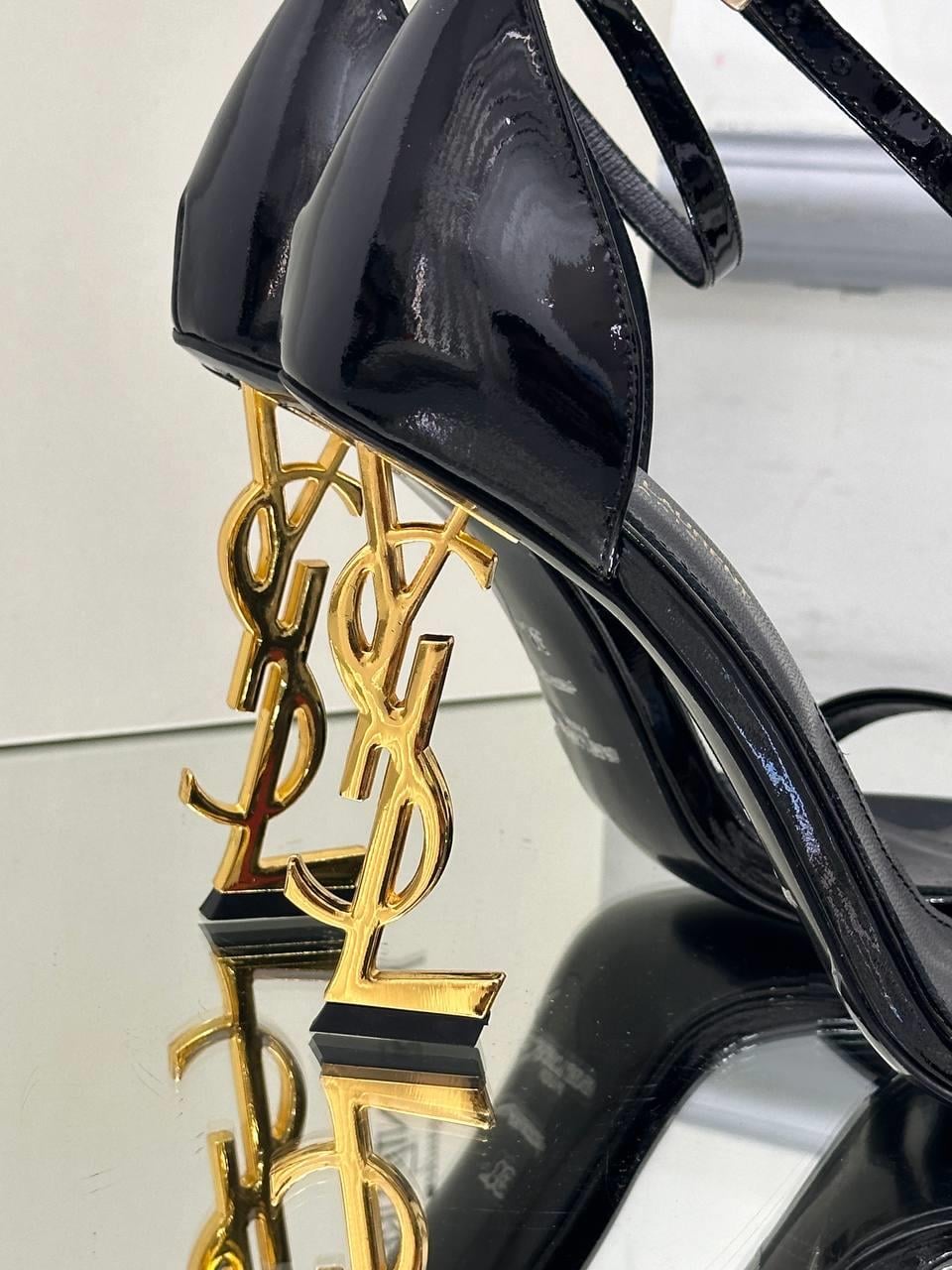 YSL Siyah Gold Topuklu Ayakkabı 