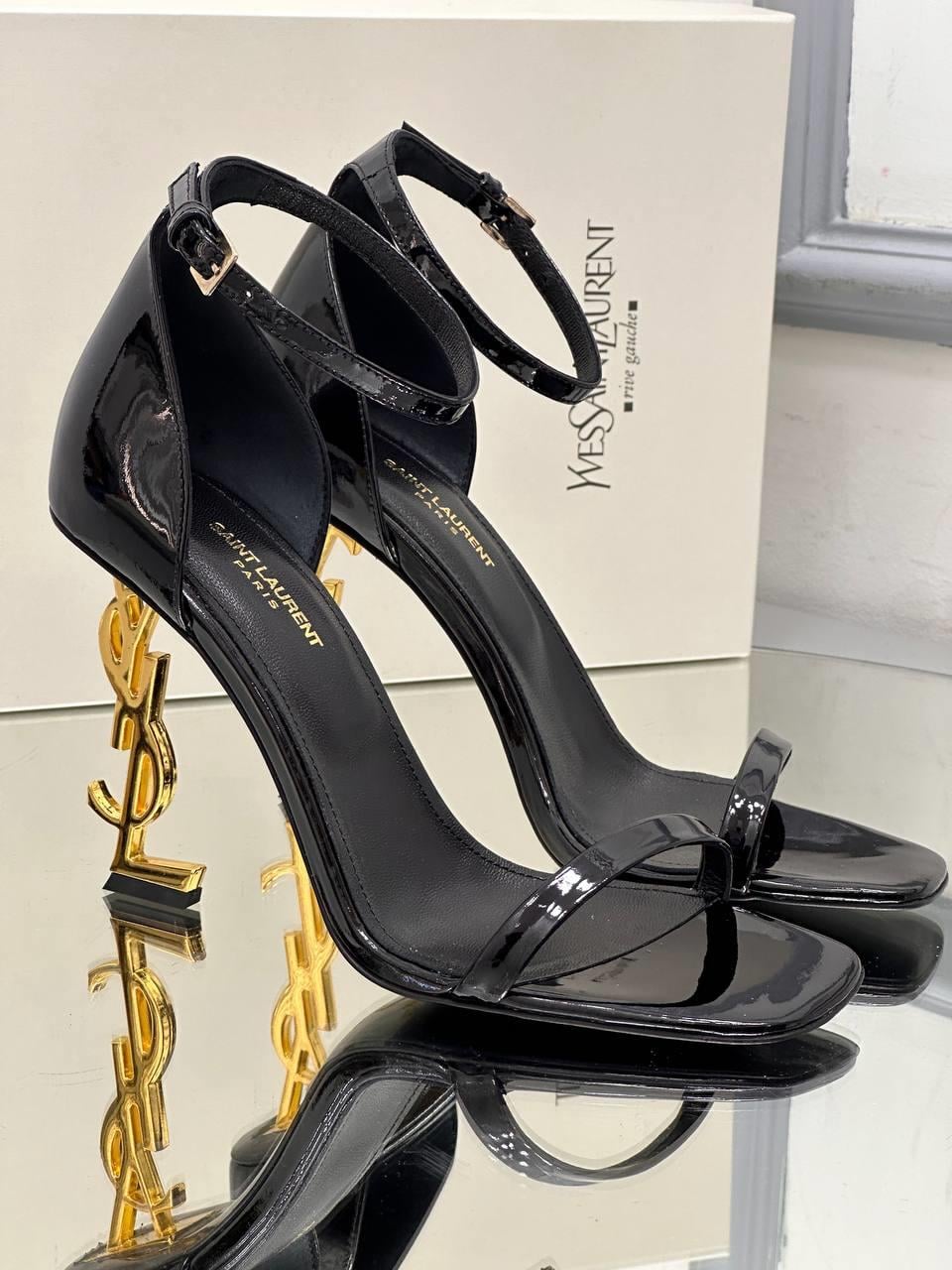 YSL Siyah Gold Topuklu Ayakkabı 