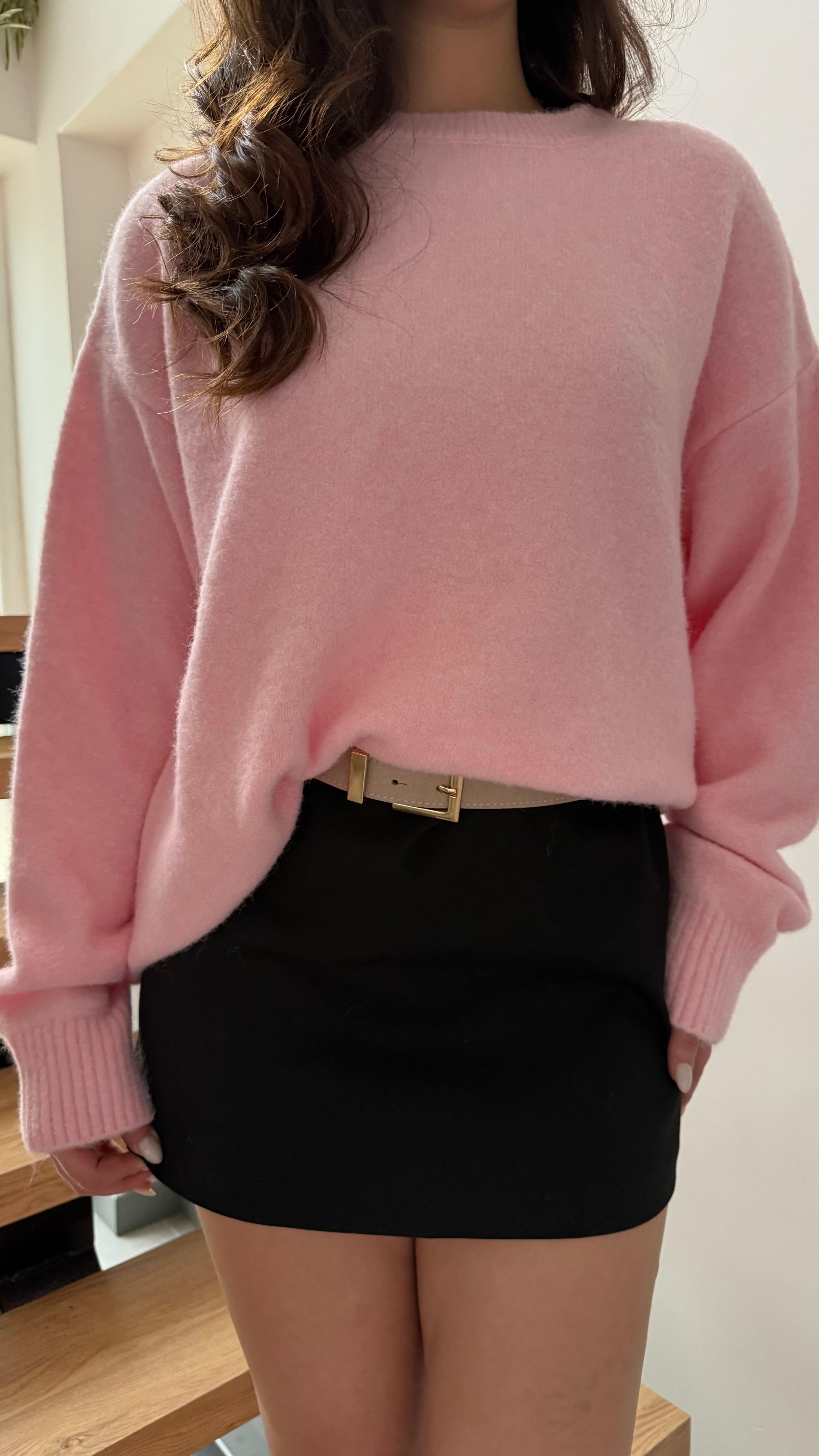 Yumoş Oversize Kazak Pembe