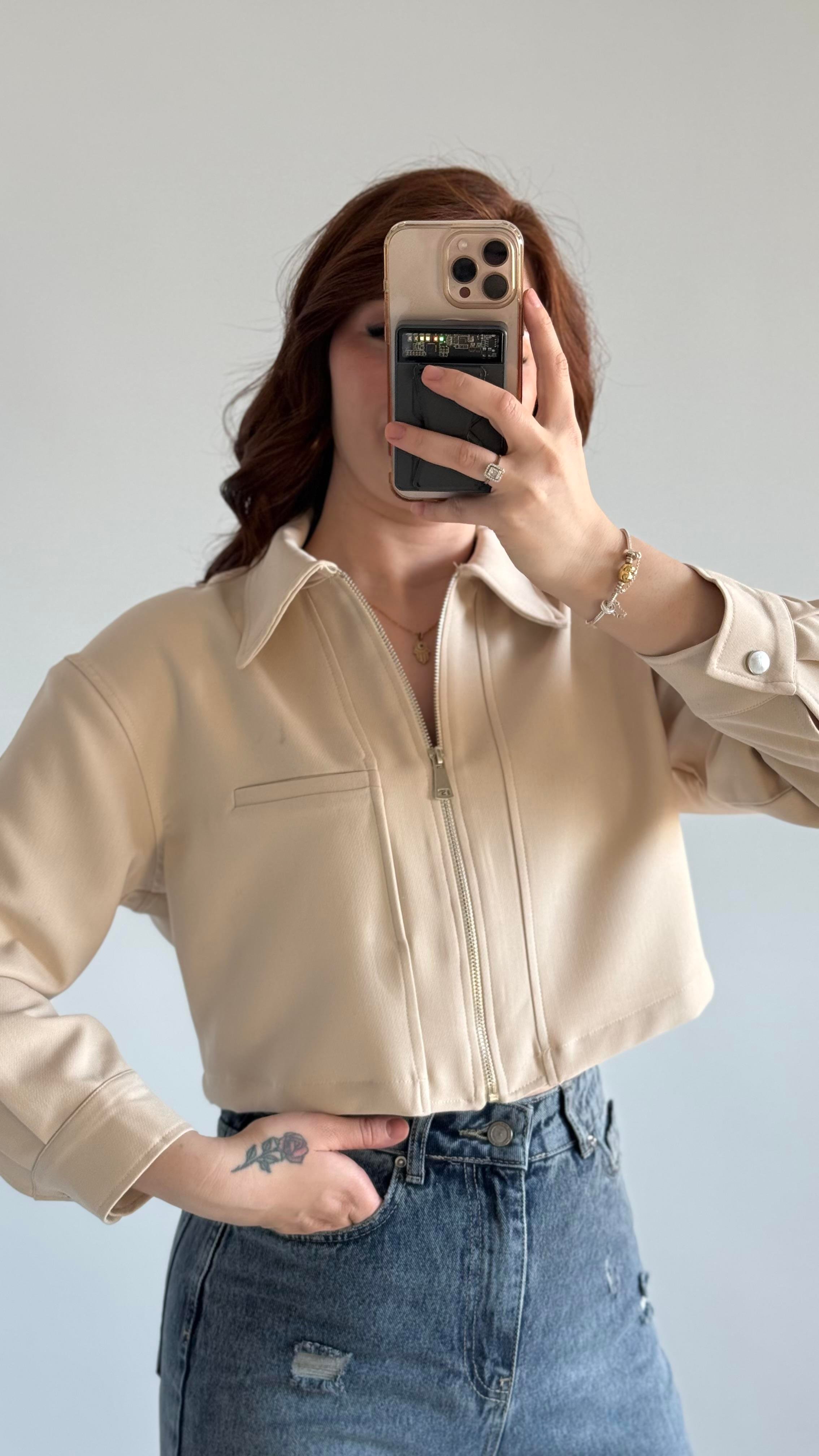 Zara Bej Crop Ceket