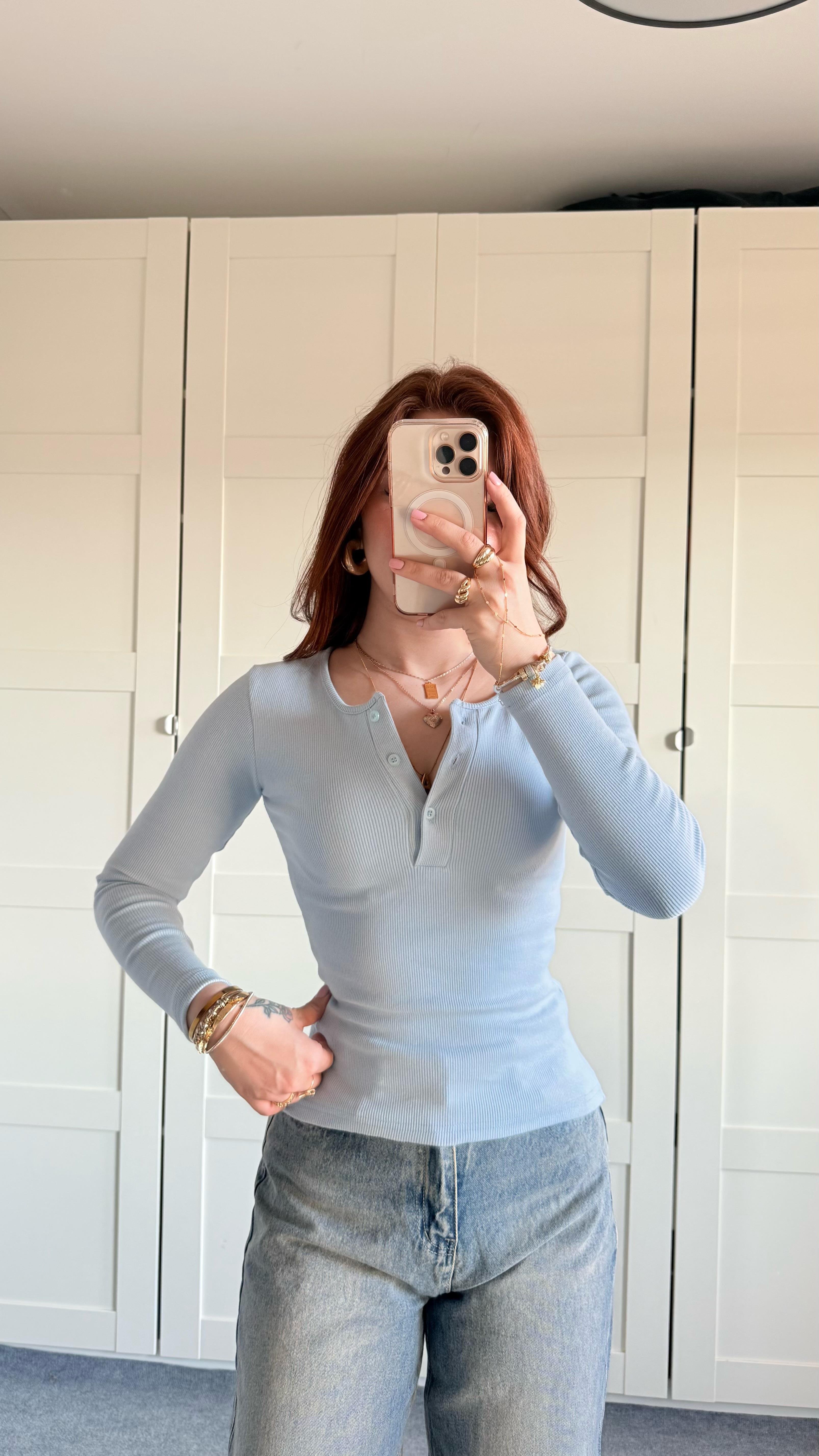 Zara Fitilli Body Düğme Detaylı Bebe Mavisi