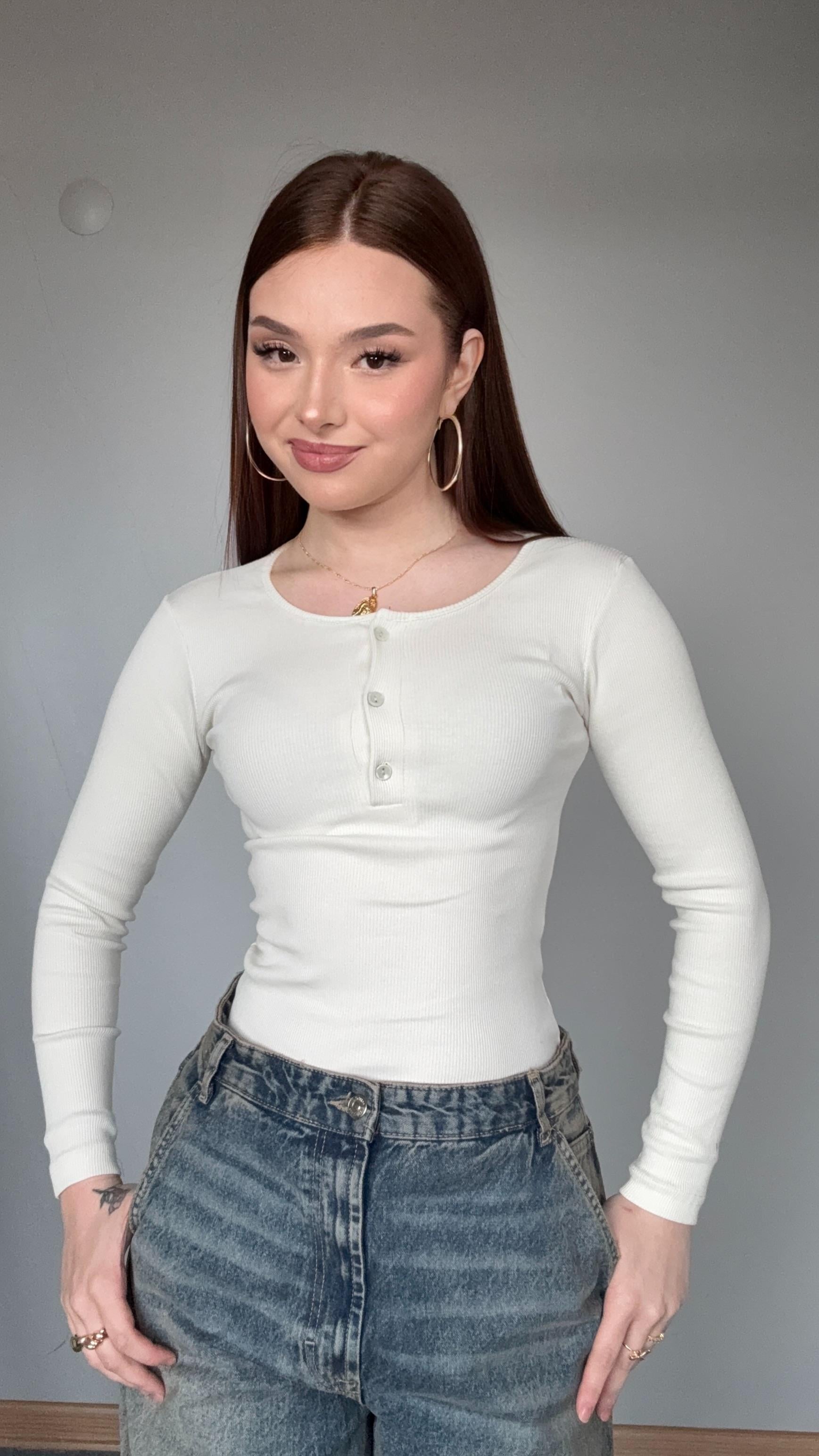 Zara Fitilli Body Düğme Detaylı Beyaz