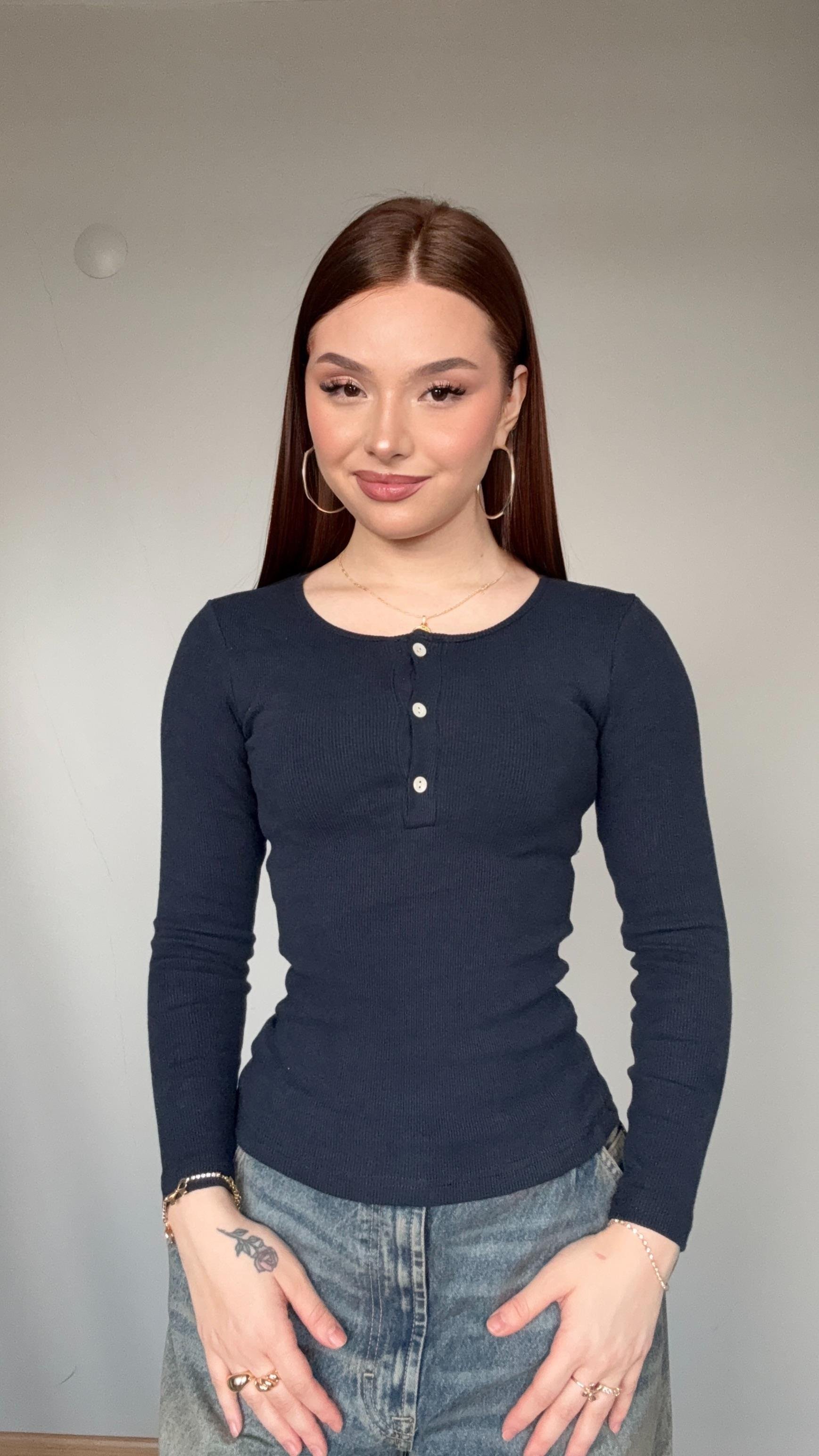 Zara Fitilli Body Düğme Detaylı Lacivert 