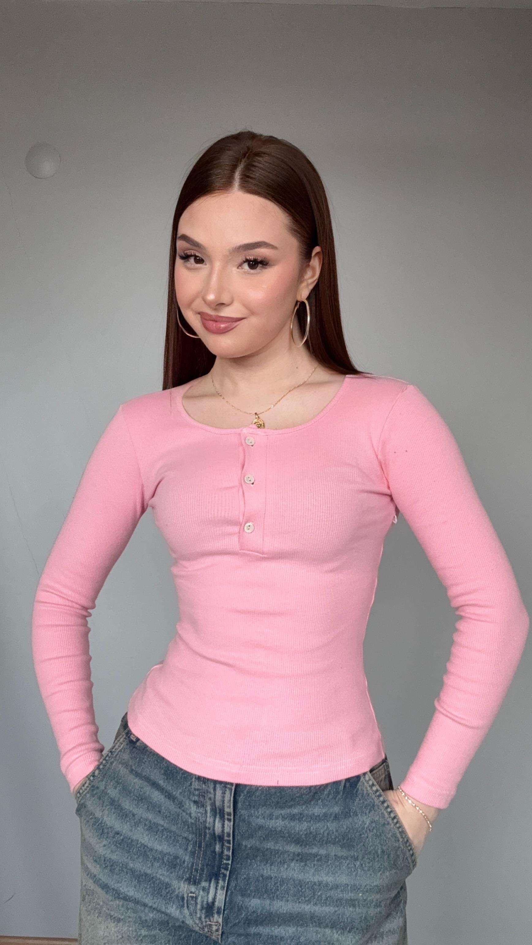 Zara Fitilli Body Düğme Detaylı Pembe