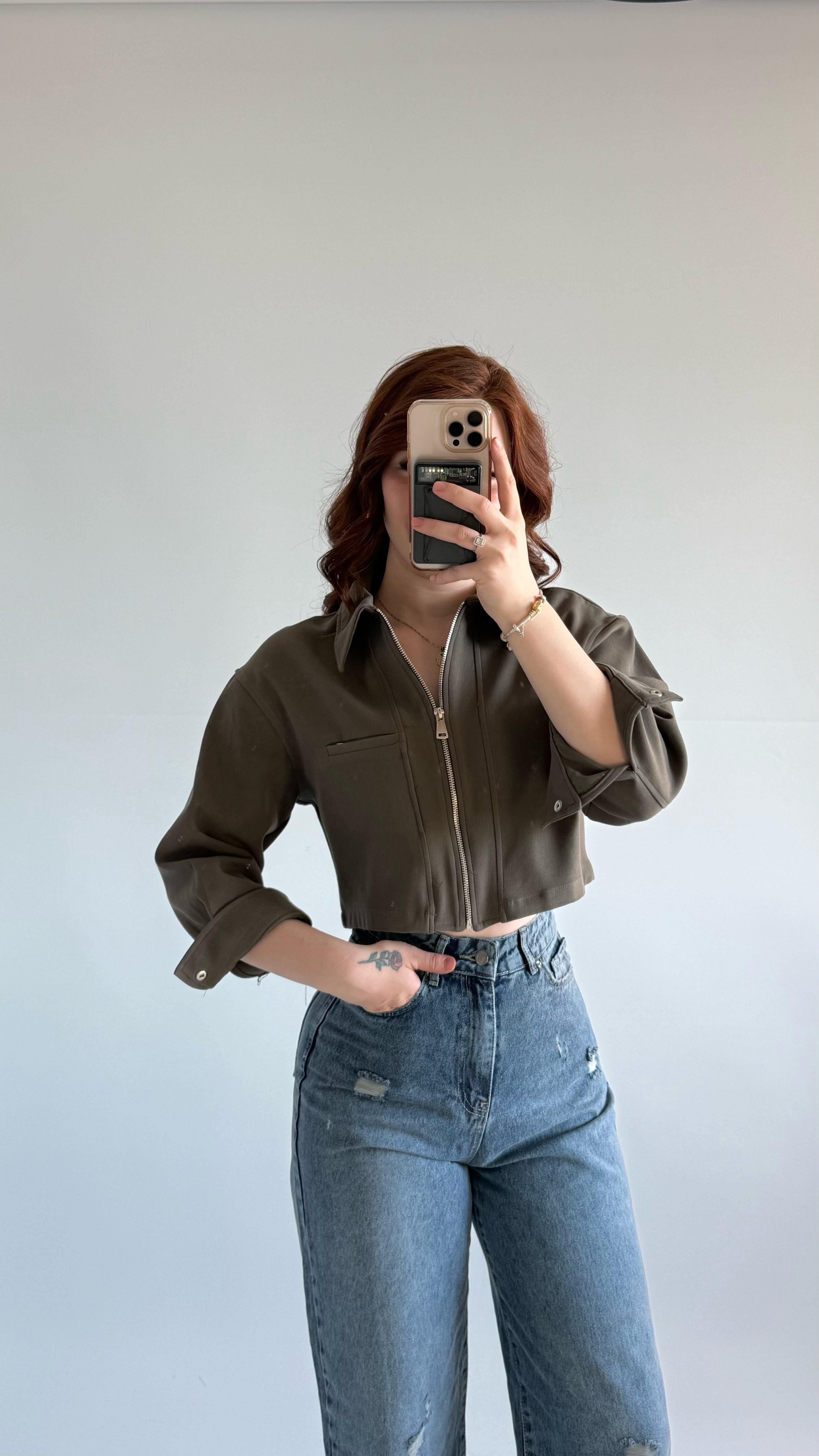 Zara Haki Crop Ceket