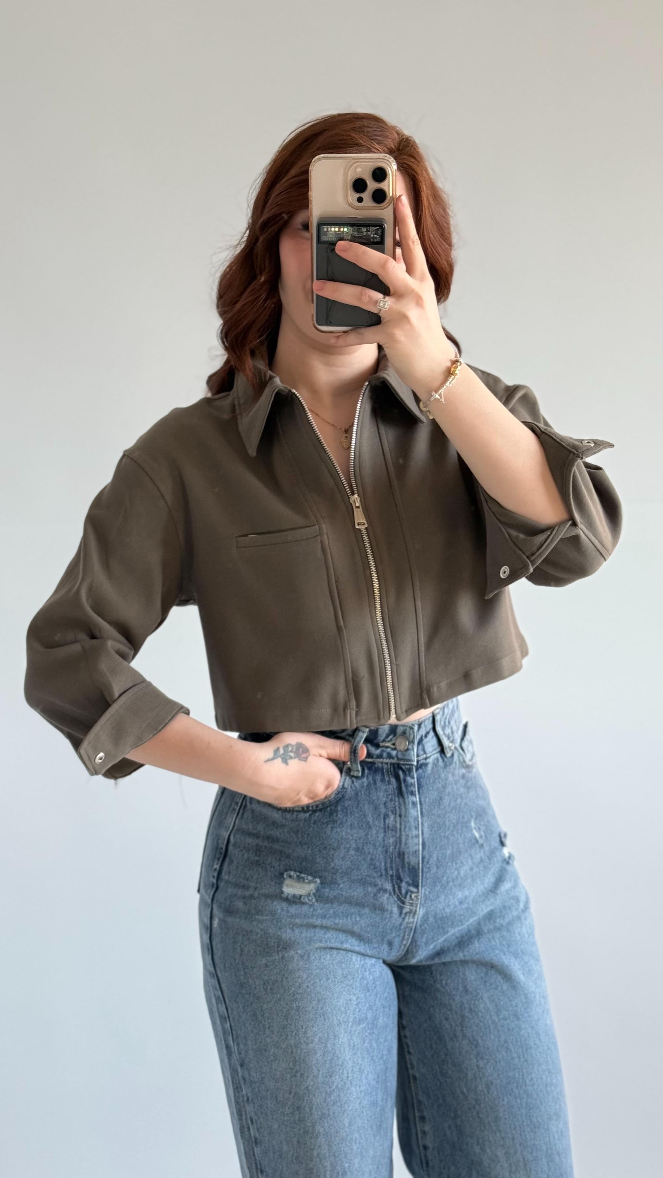 Zara Haki Crop Ceket