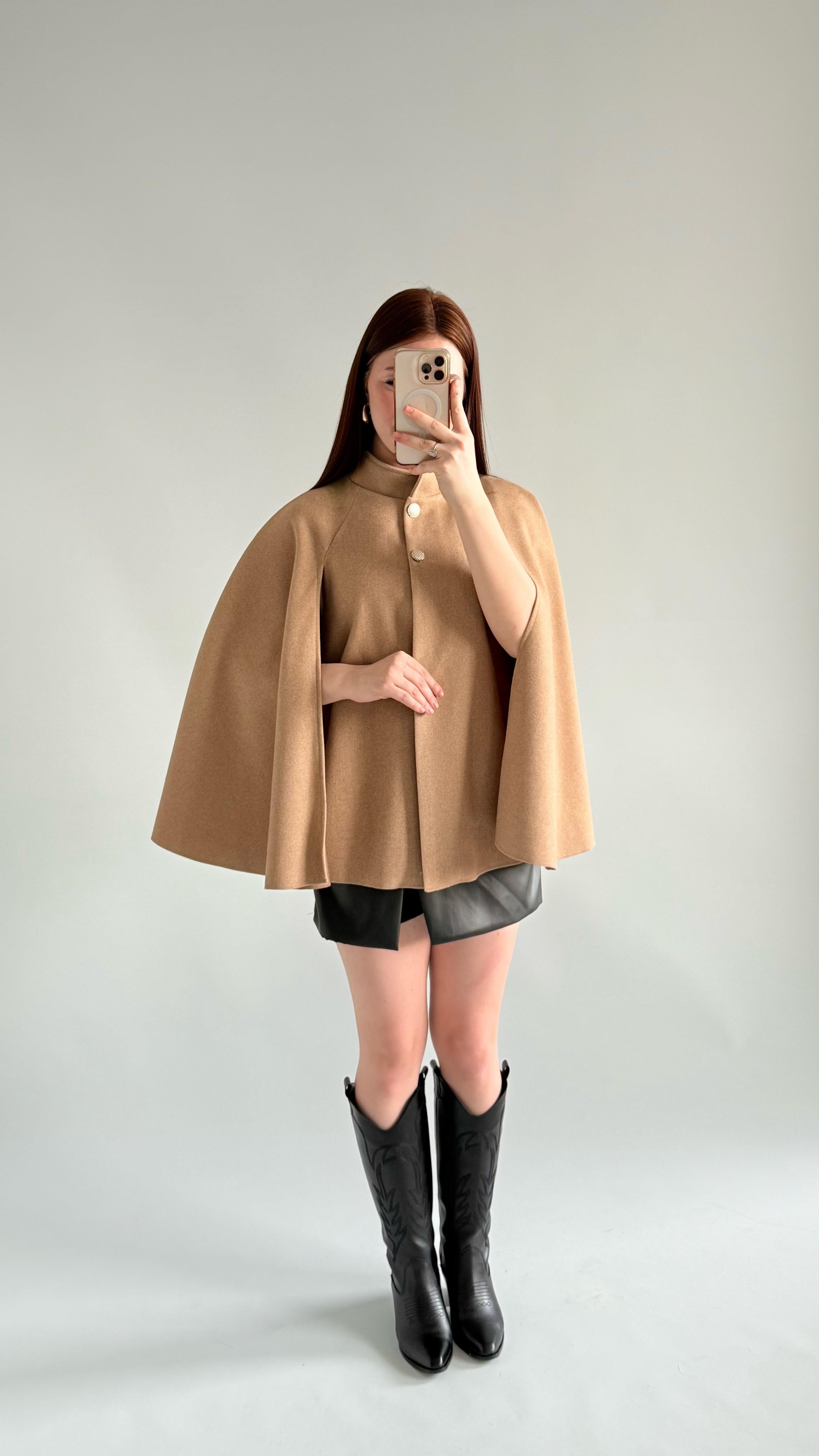 Zara Kaşe Panço Düğmeli Bej