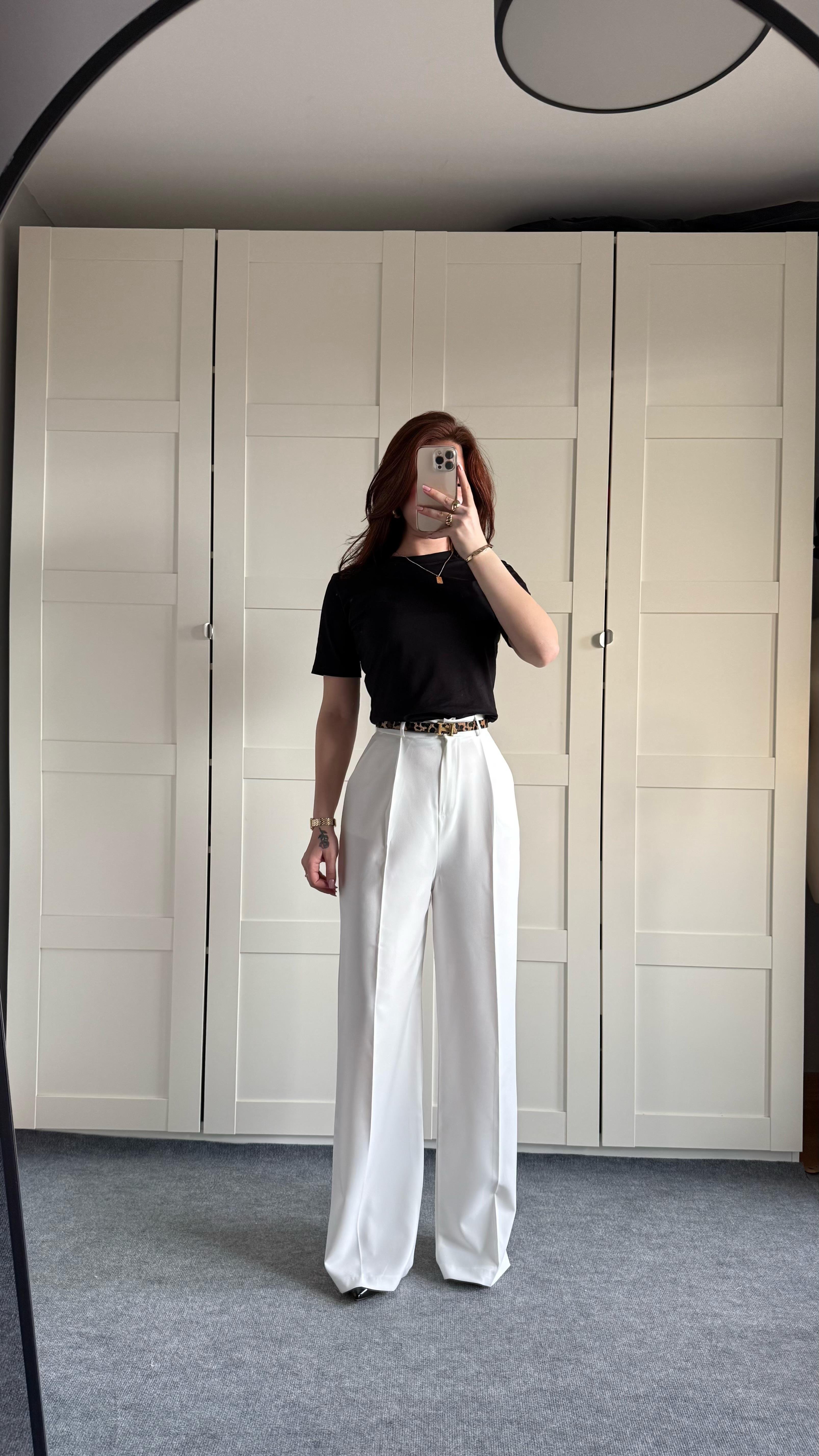 Zara Plazzo Pantolon Beyaz