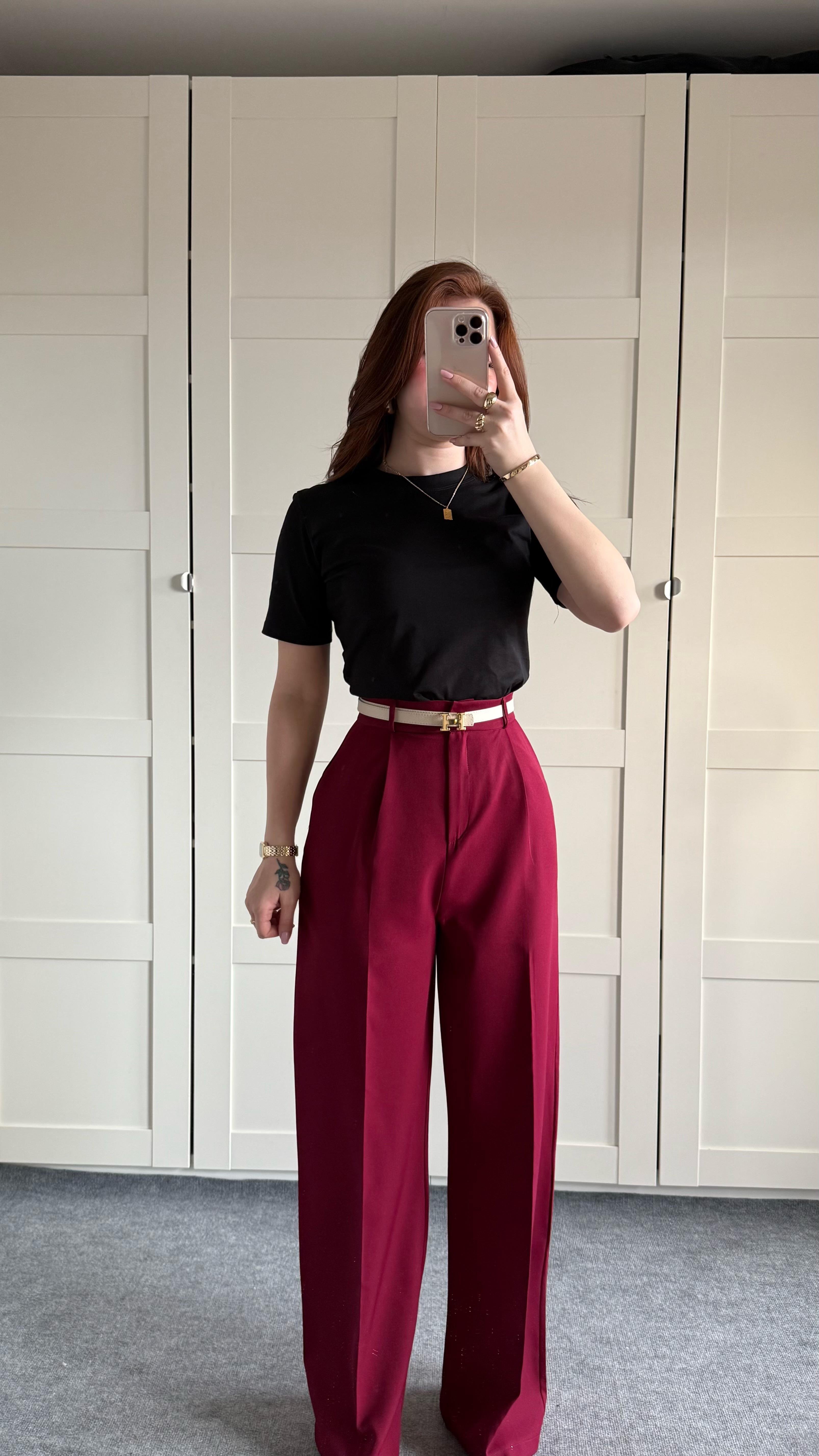 Zara Plazzo Pantolon Bordo