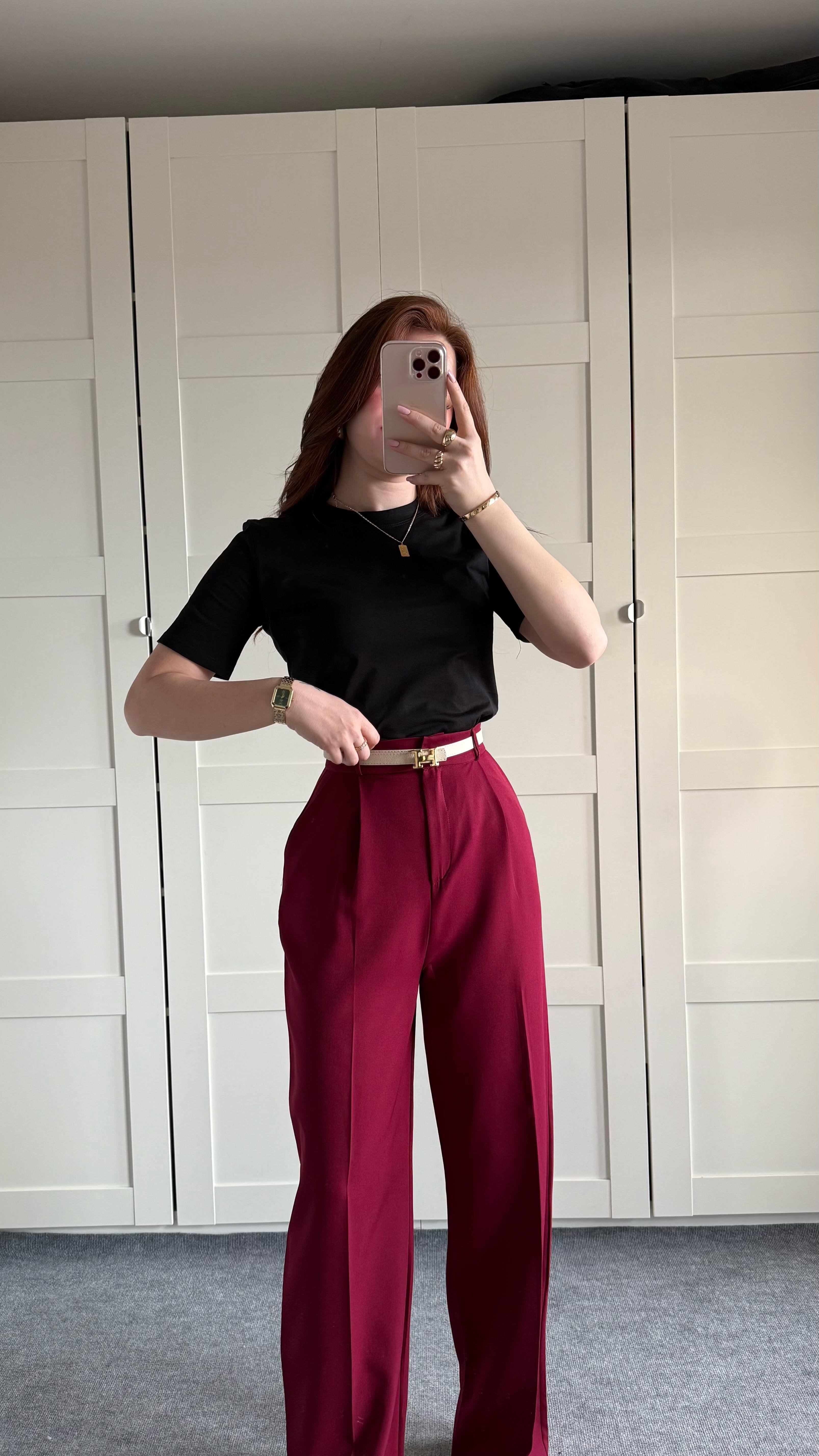 Zara Plazzo Pantolon Bordo
