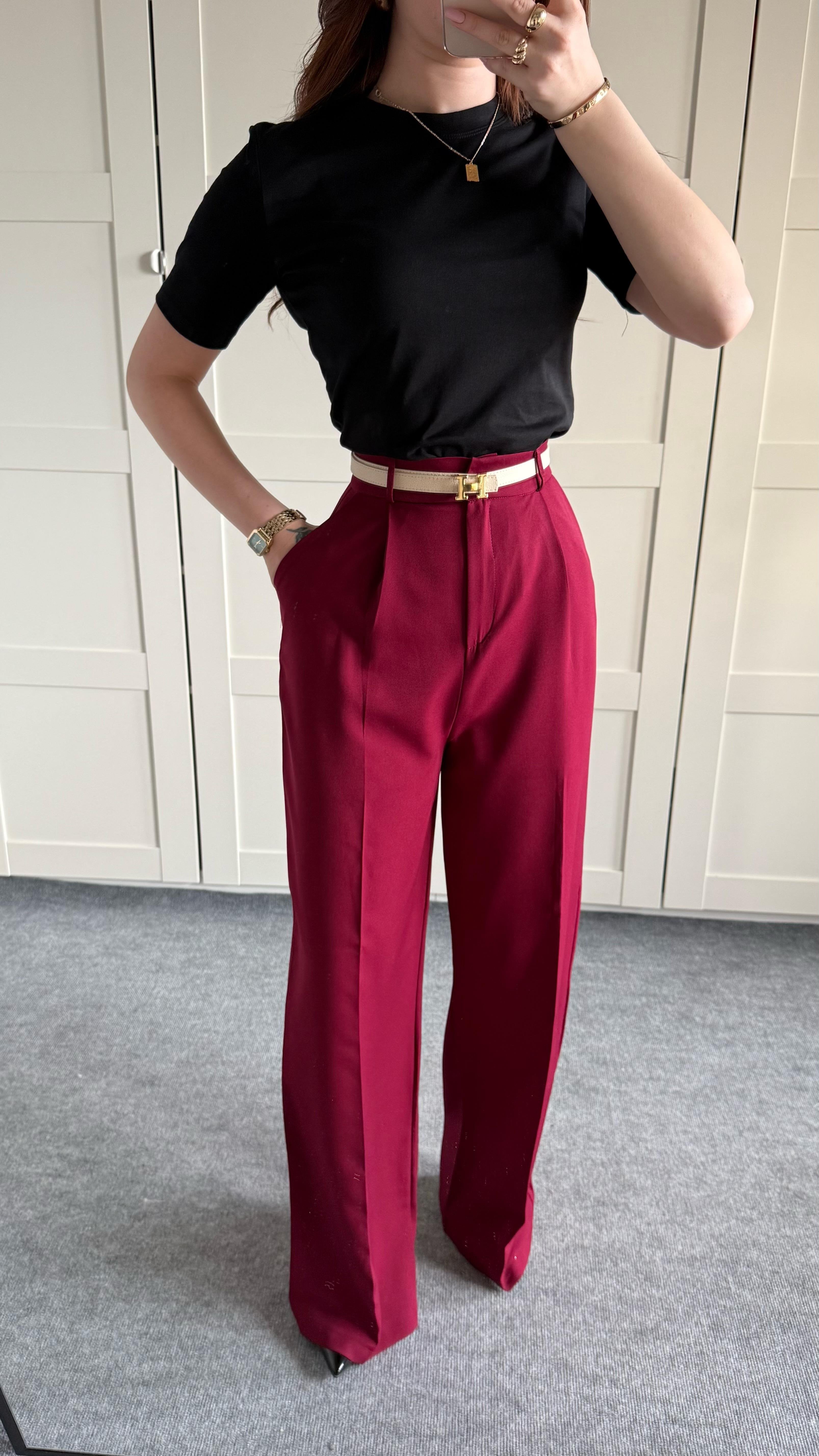 Zara Plazzo Pantolon Bordo