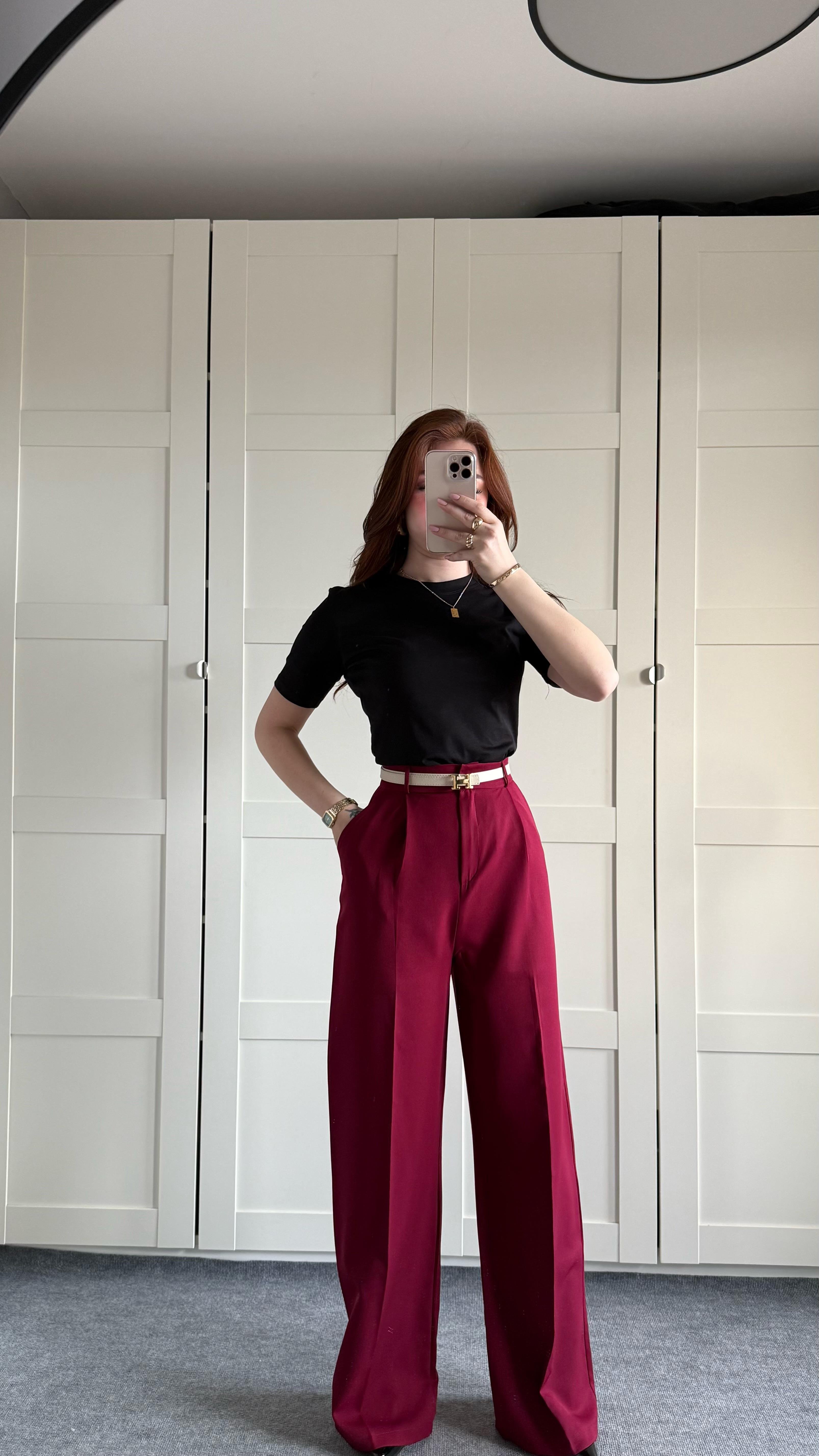 Zara Plazzo Pantolon Bordo