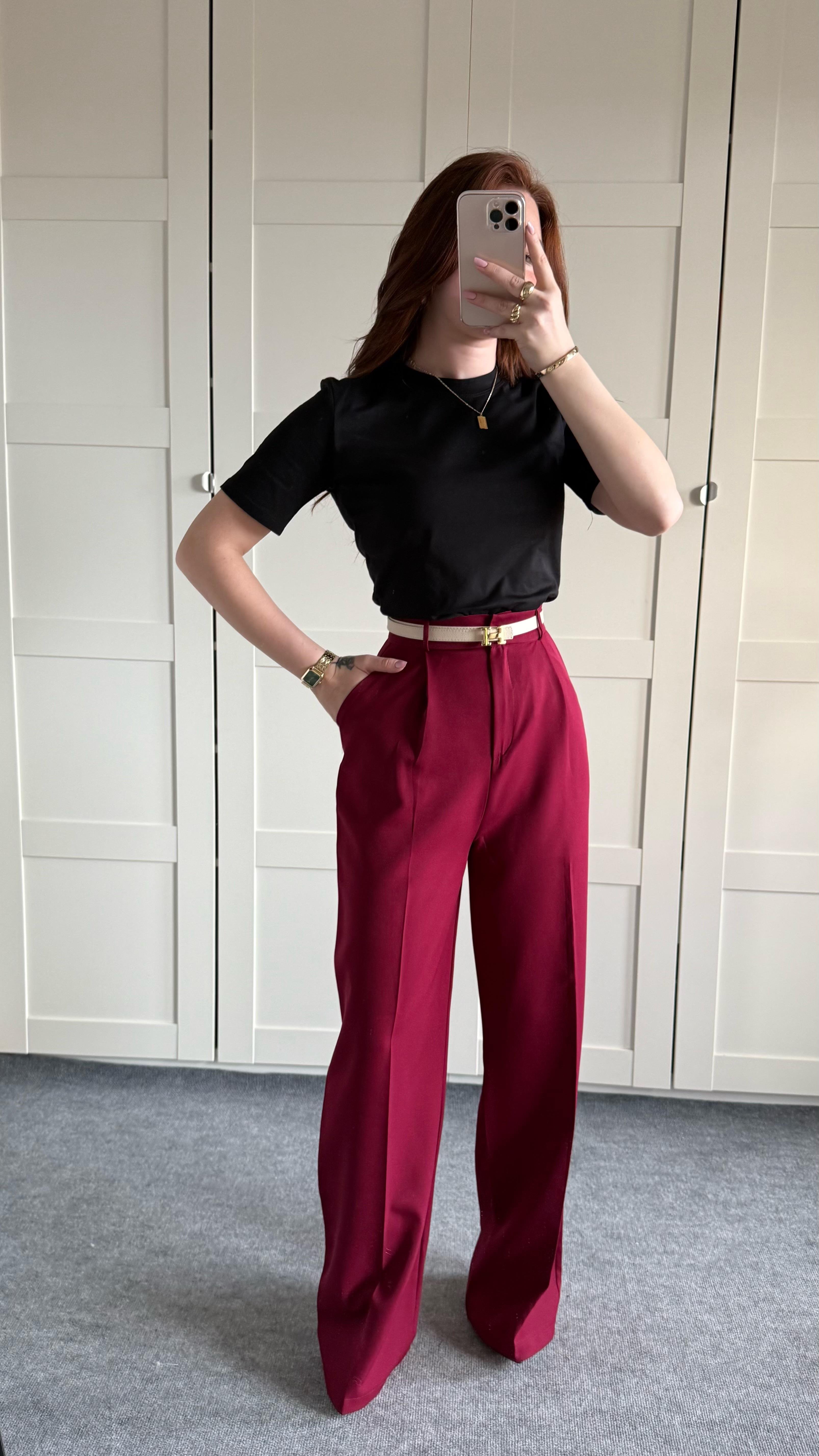 Zara Plazzo Pantolon Bordo