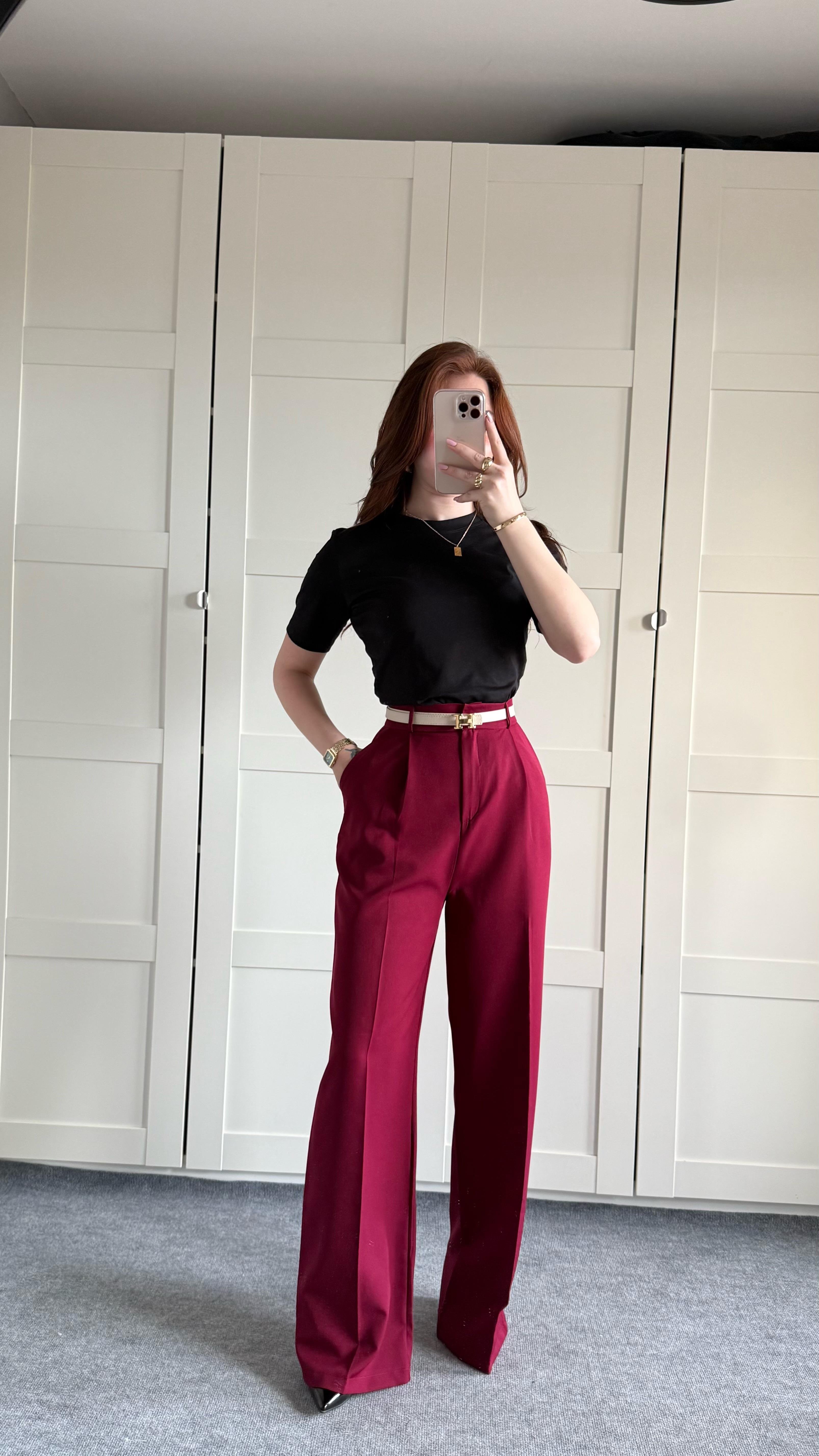 Zara Plazzo Pantolon Bordo