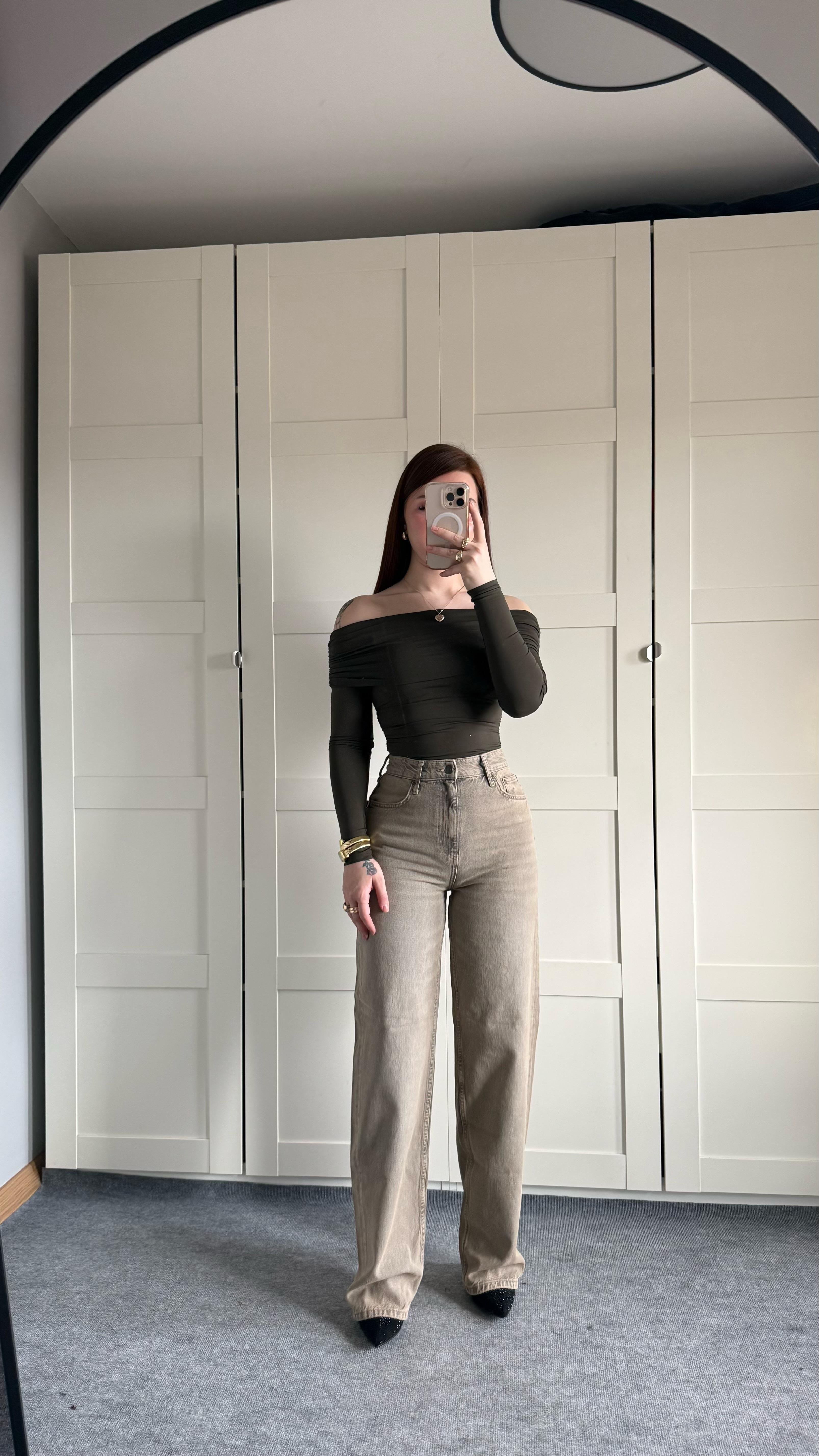 Zara Sarı Tintli Eskitme Pantolon