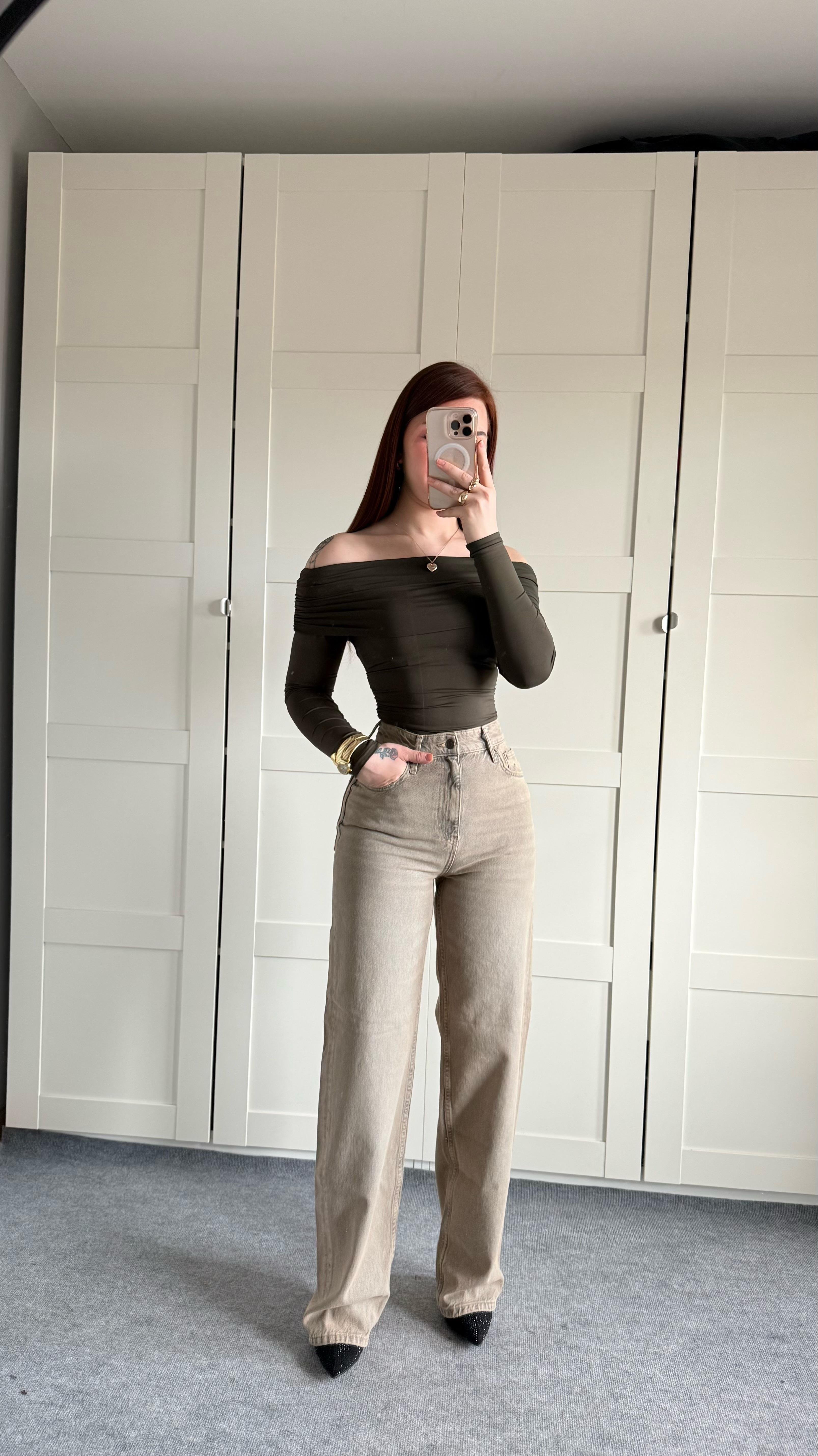 Zara Sarı Tintli Eskitme Pantolon