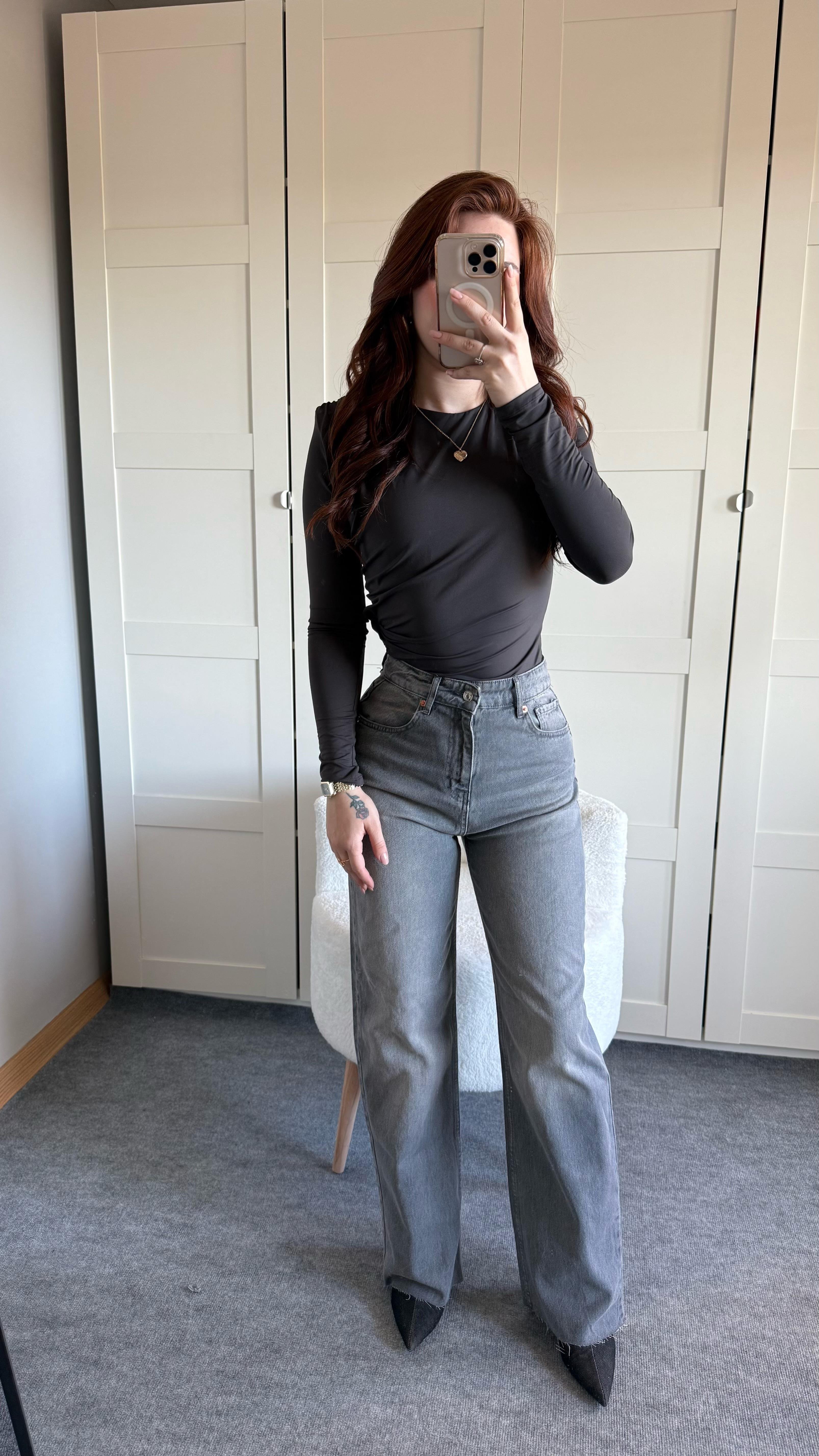 Zara Straigh Fit Jean Antrasit