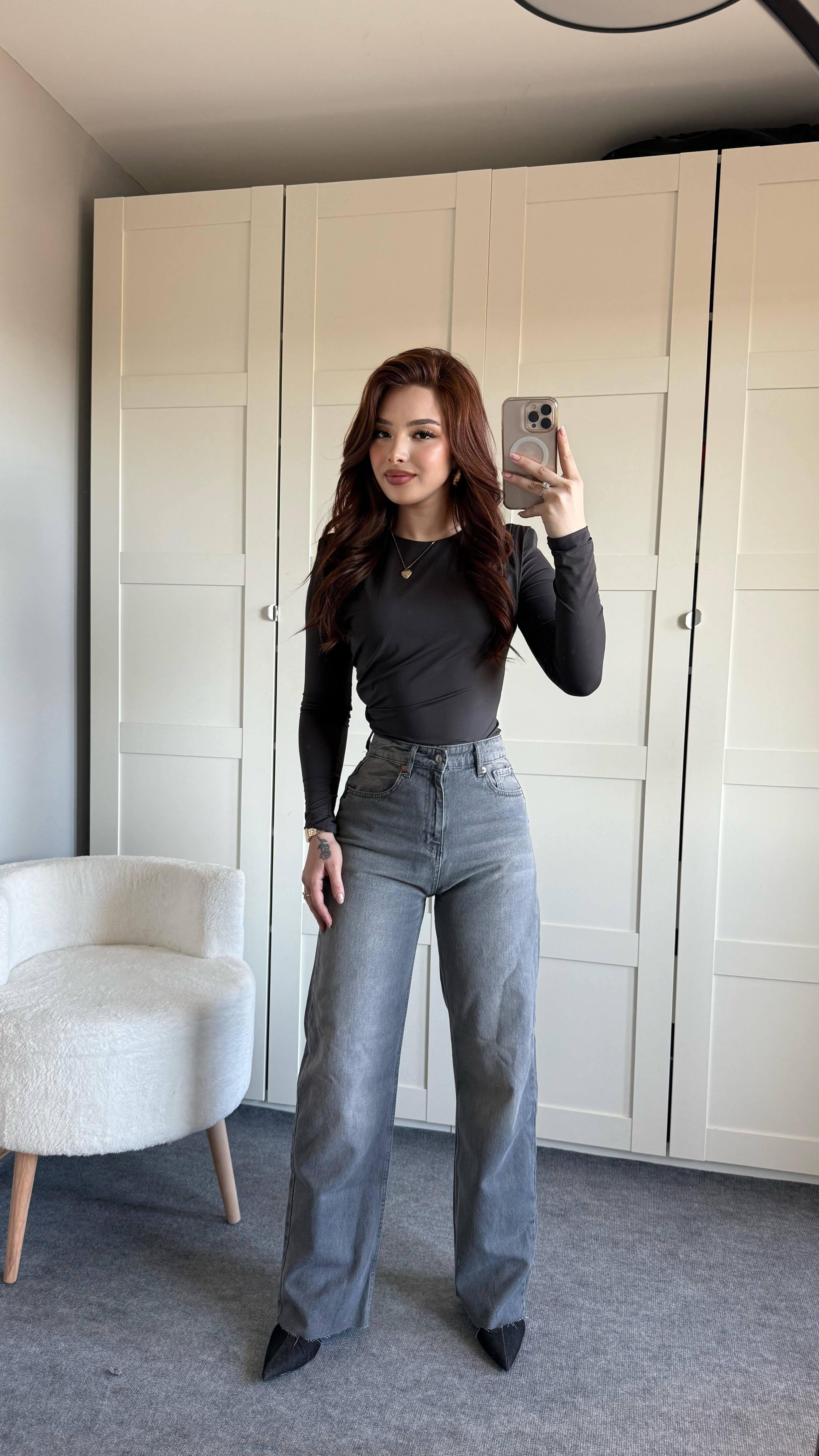 Zara Straigh Fit Jean Antrasit