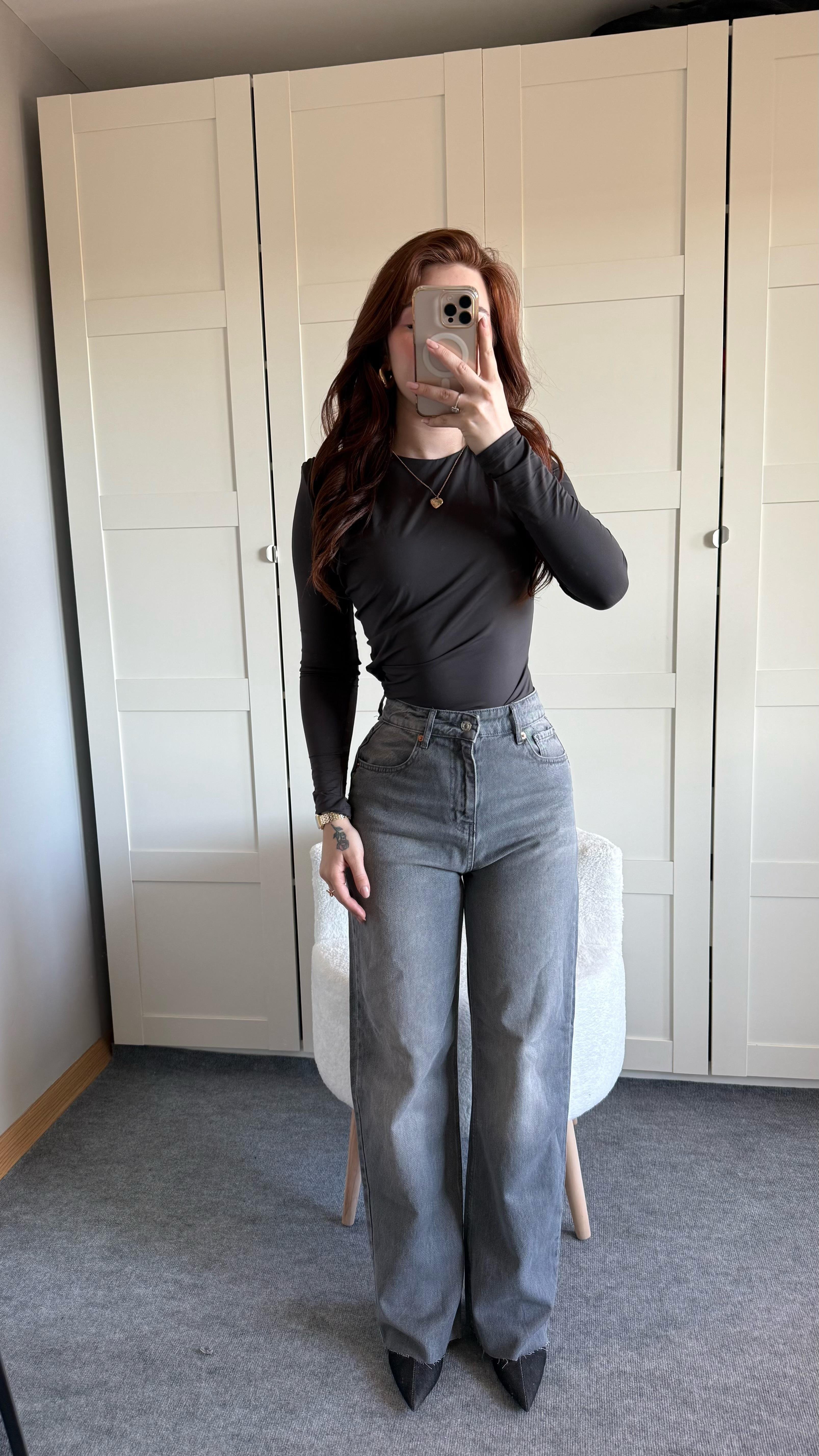 Zara Straigh Fit Jean Antrasit