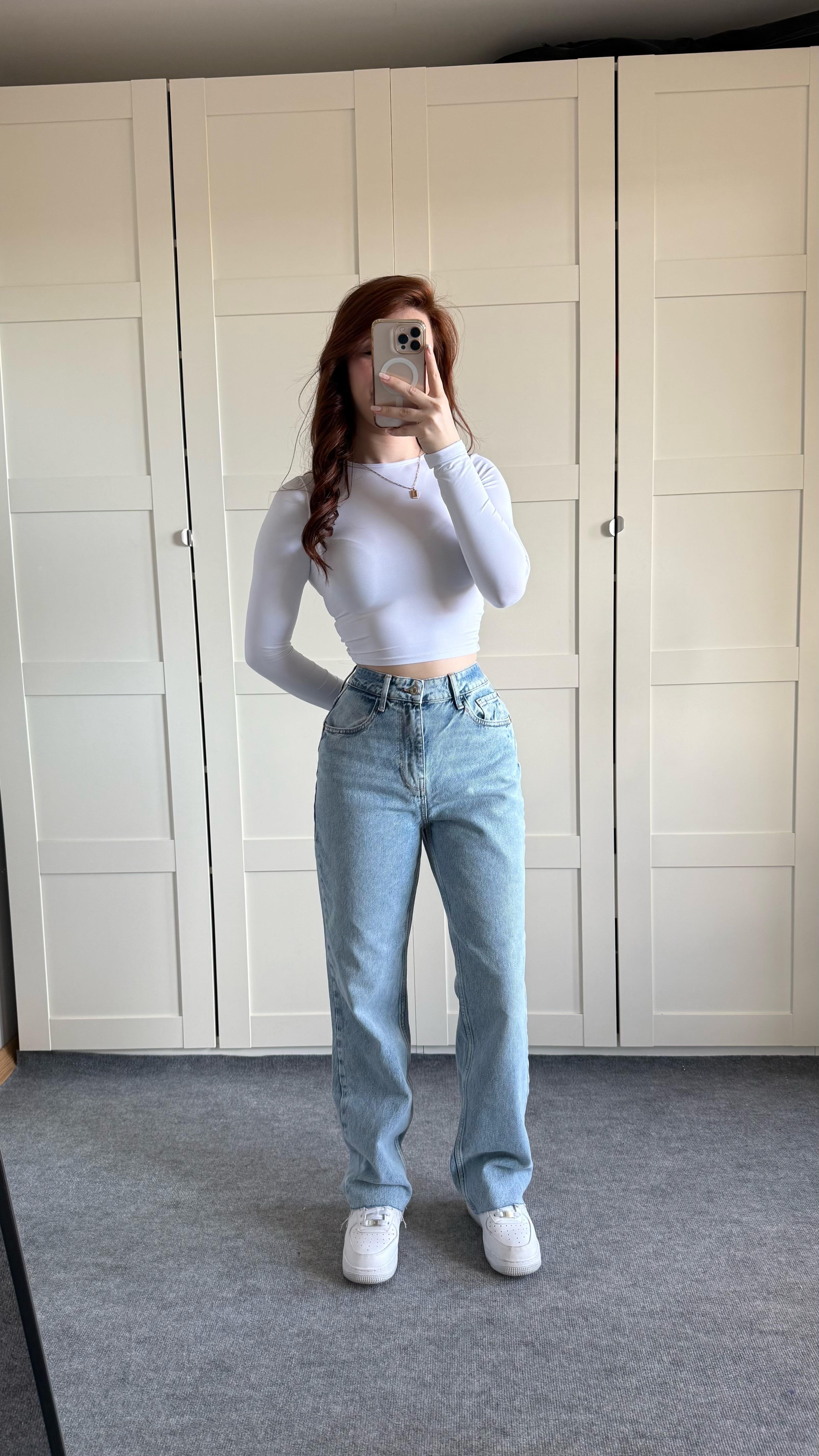 Zara Straigh Fit Jean Buz Mavisi