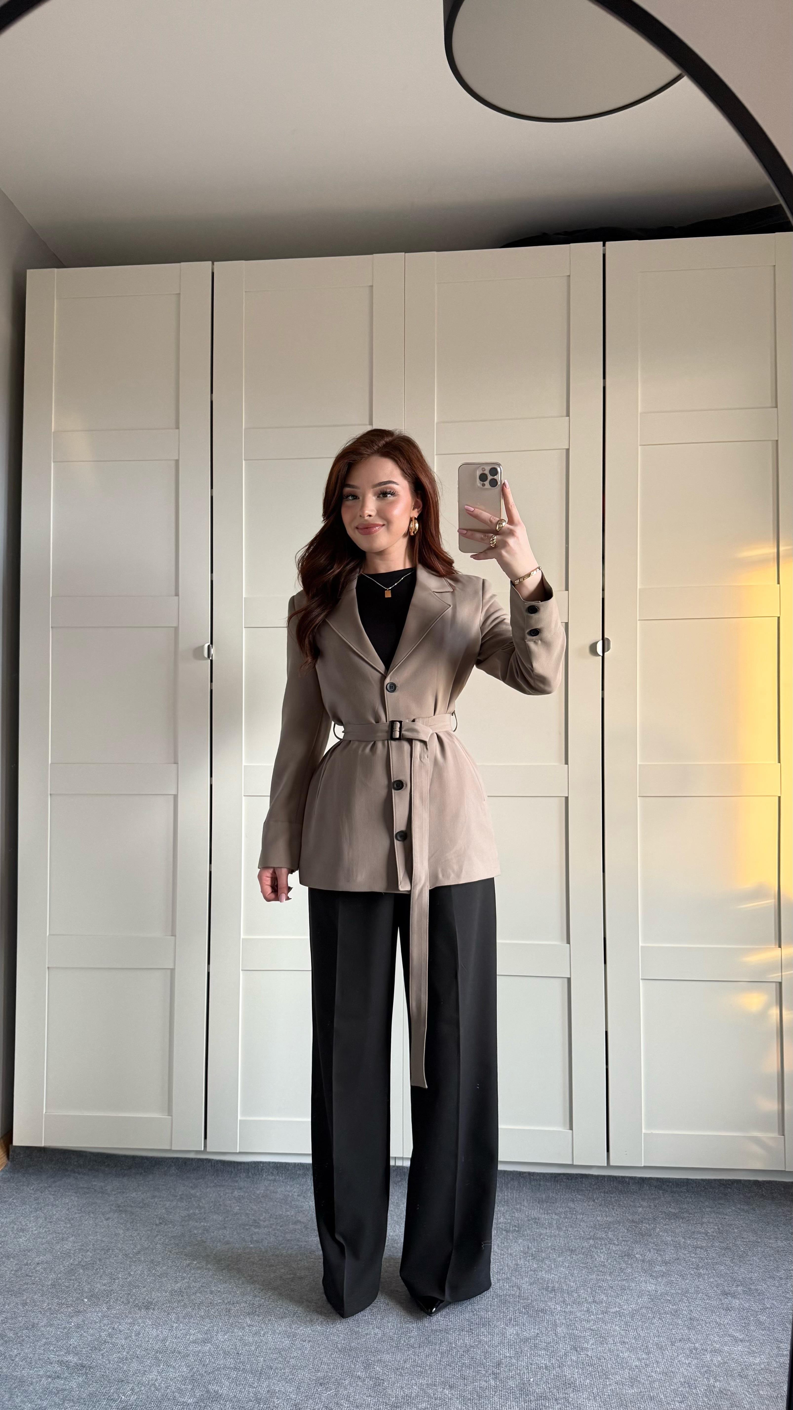 Zara Tasarım Blazer Ceket Vizon