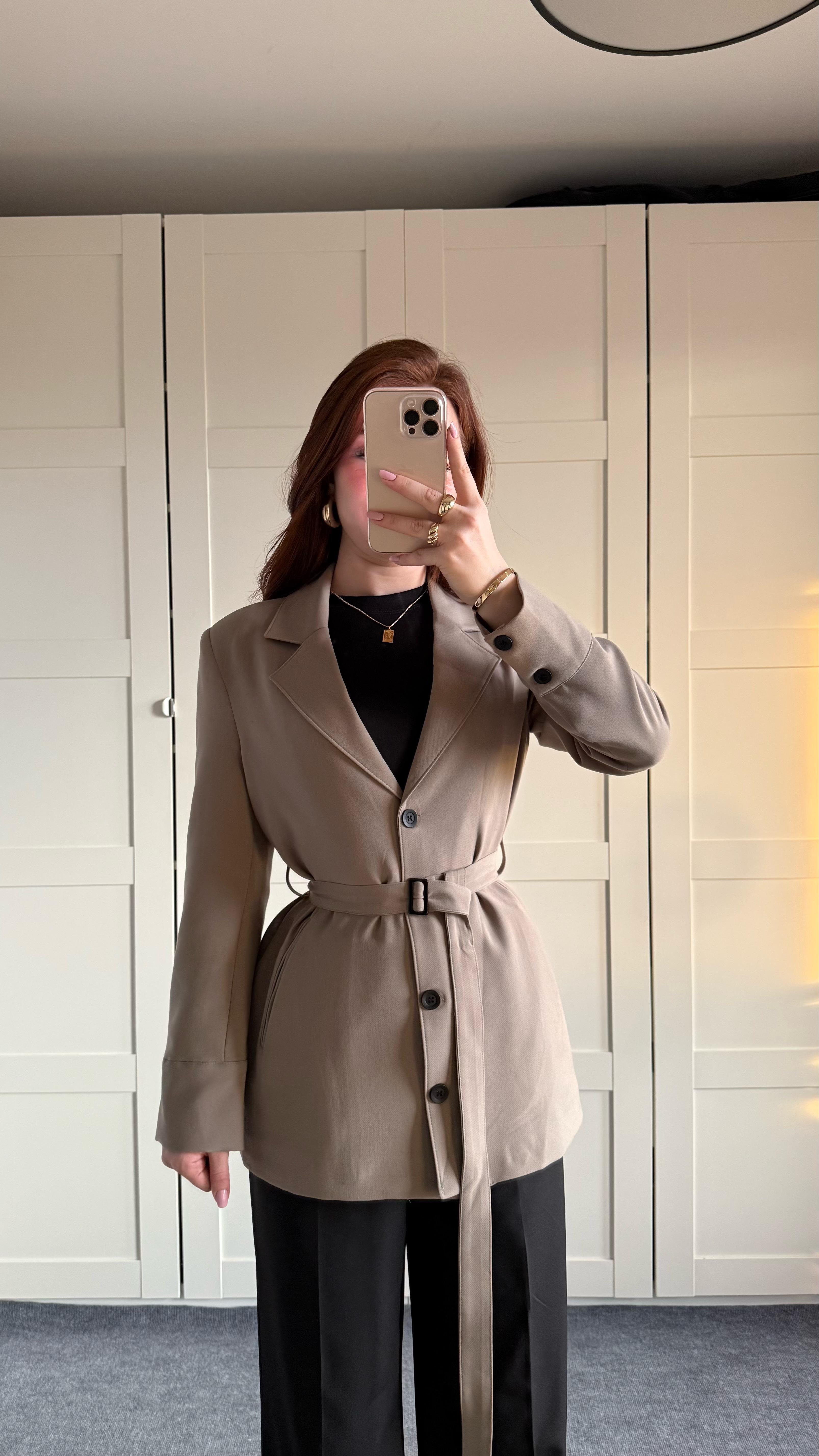 Zara Tasarım Blazer Ceket Vizon