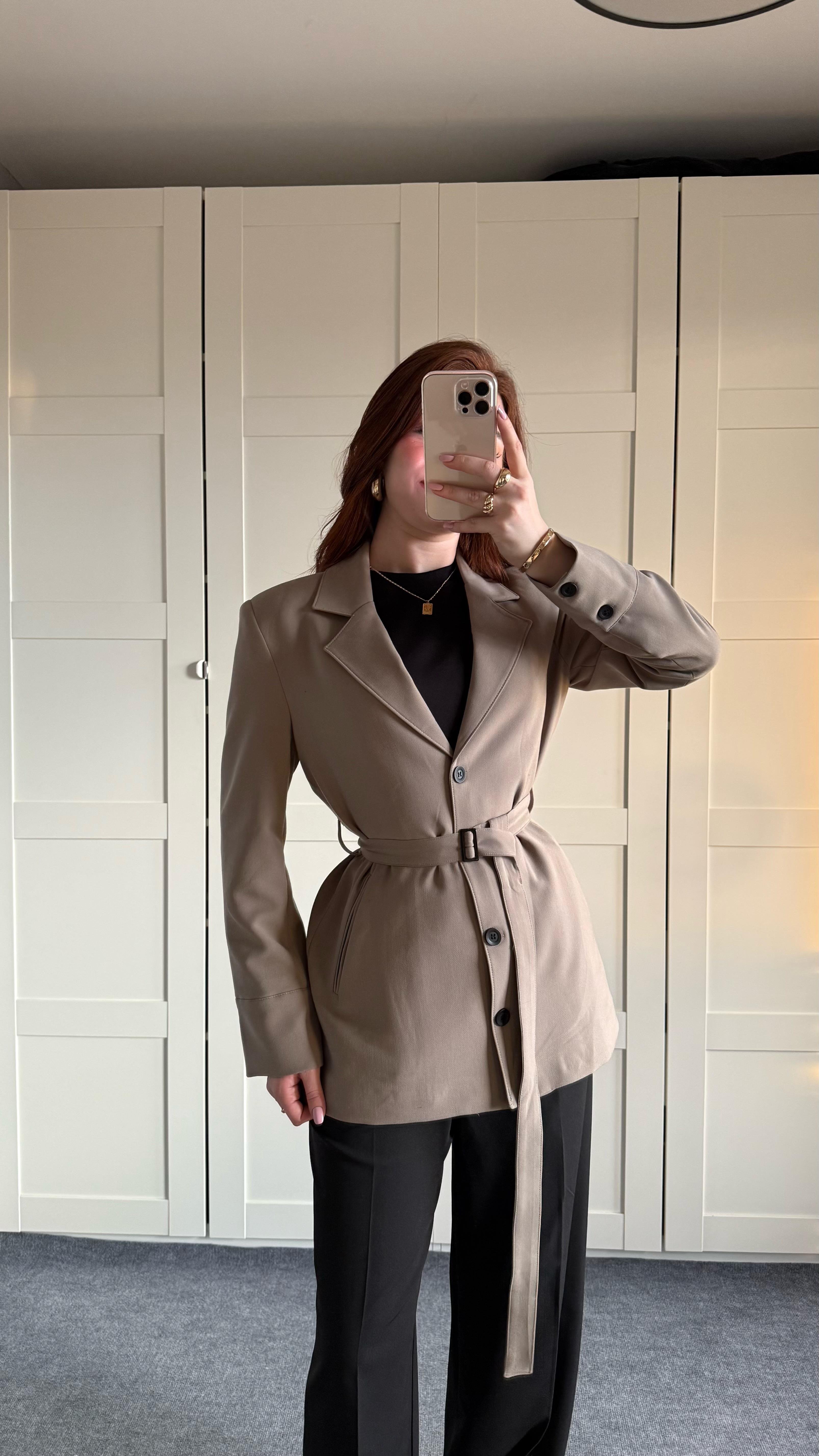 Zara Tasarım Blazer Ceket Vizon