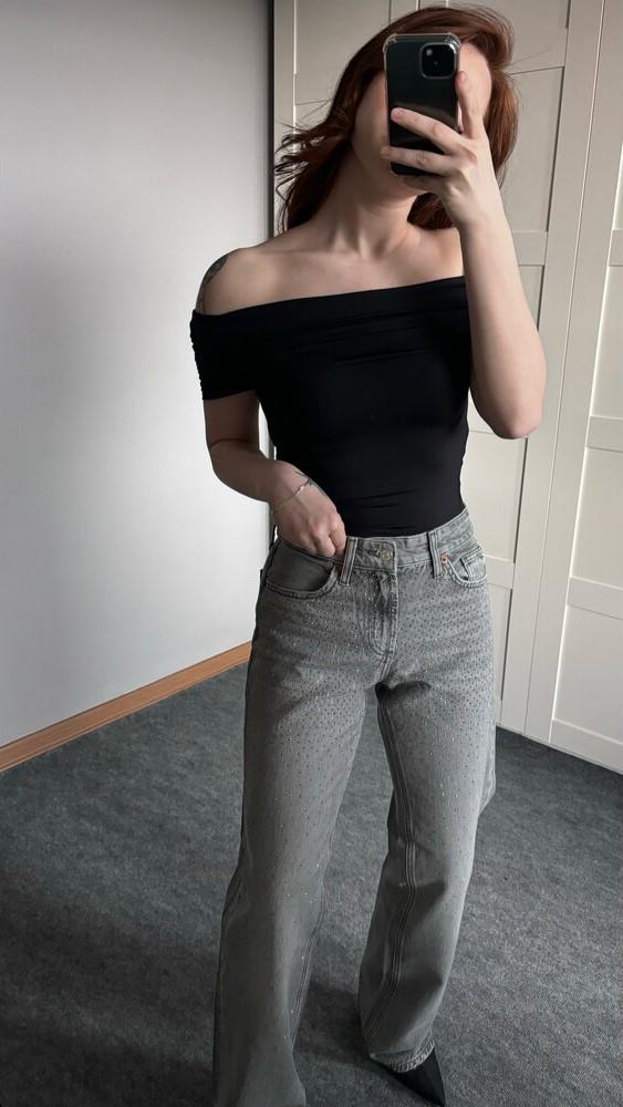 Zara Taşlı Jean Antrasit