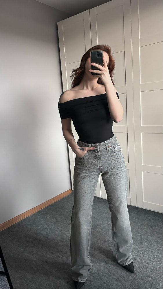 Zara Taşlı Jean Antrasit
